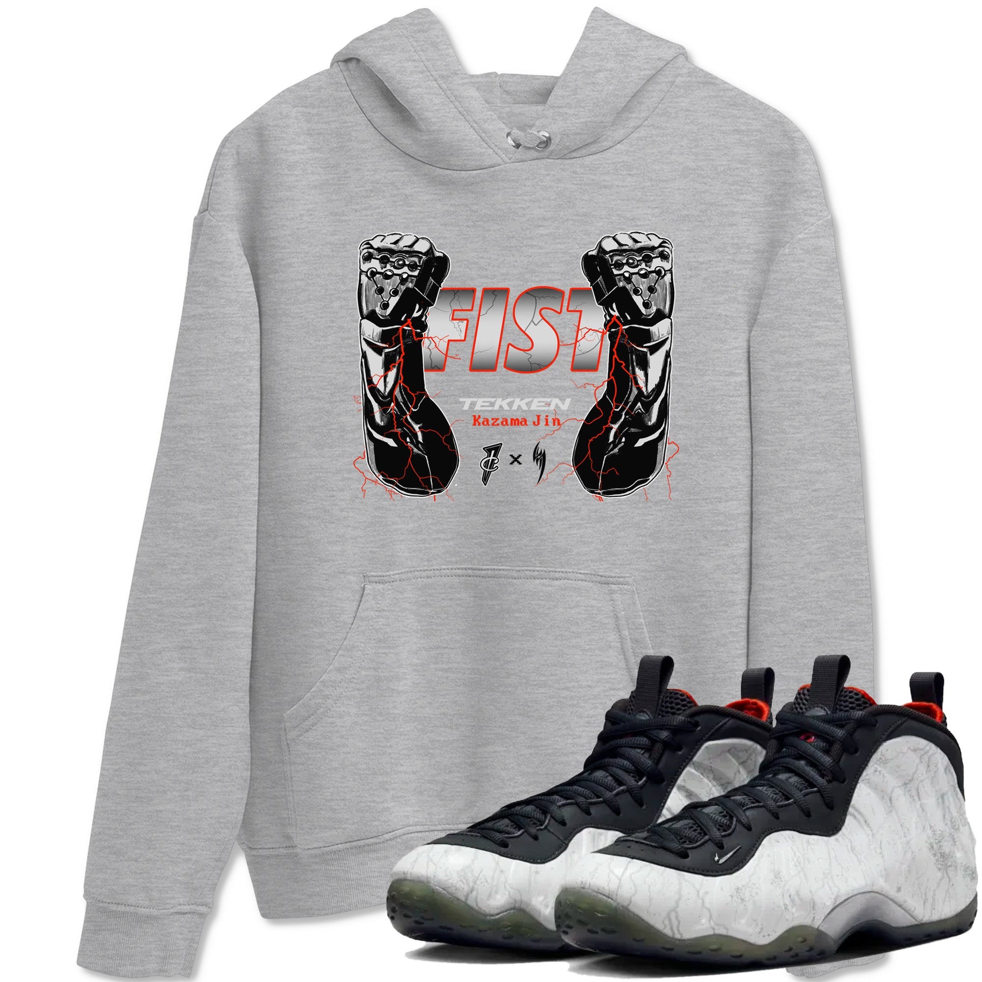 Foams One Jin shirts to match jordans Fist sneaker match tees Air Foamposite One Jin match shoes to clothes Drip Gear Zone unisex cotton Heather Grey 1 shirts