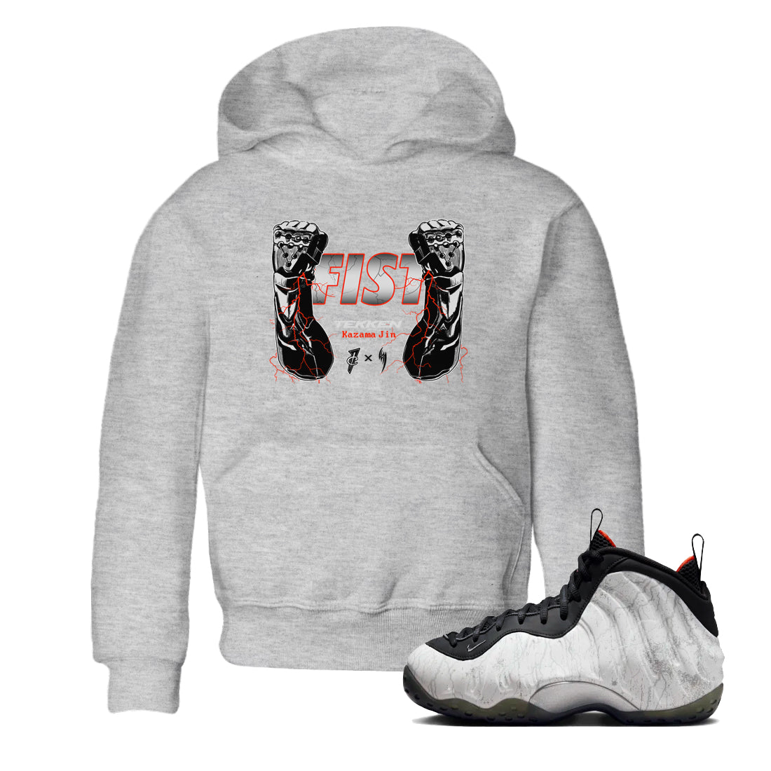 Foams One Jin shirts to match jordans Fist sneaker match tees Air Foamposite One Jin match shoes to clothes Drip Gear Zone Youth Baby Heather Grey 1 tee