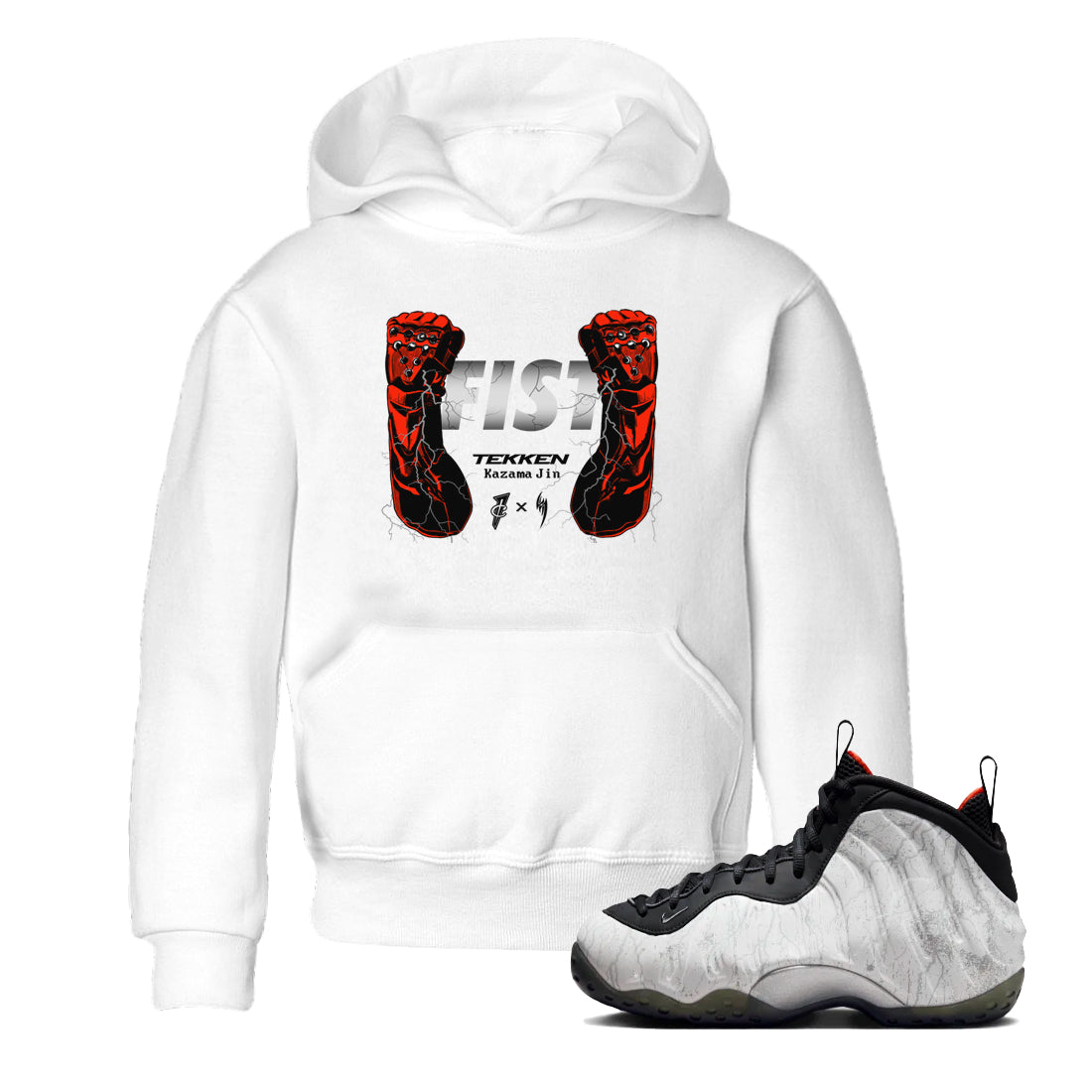 Foams One Jin shirts to match jordans Fist sneaker match tees Air Foamposite One Jin match shoes to clothes Drip Gear Zone Youth Baby White 1 tee
