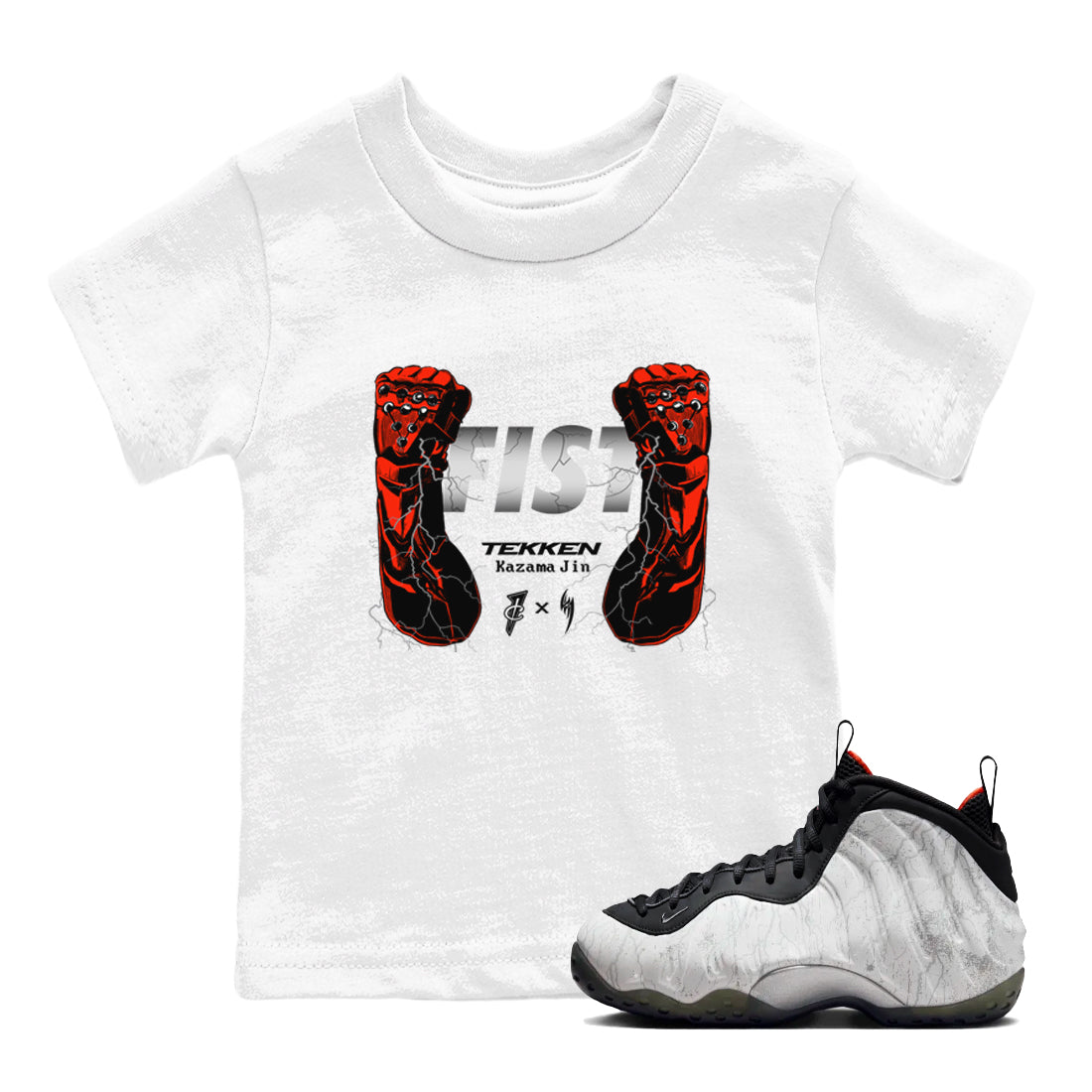 Foams One Jin shirts to match jordans Fist sneaker match tees Air Foamposite One Jin match shoes to clothes Drip Gear Zone Youth Baby White 1 tee