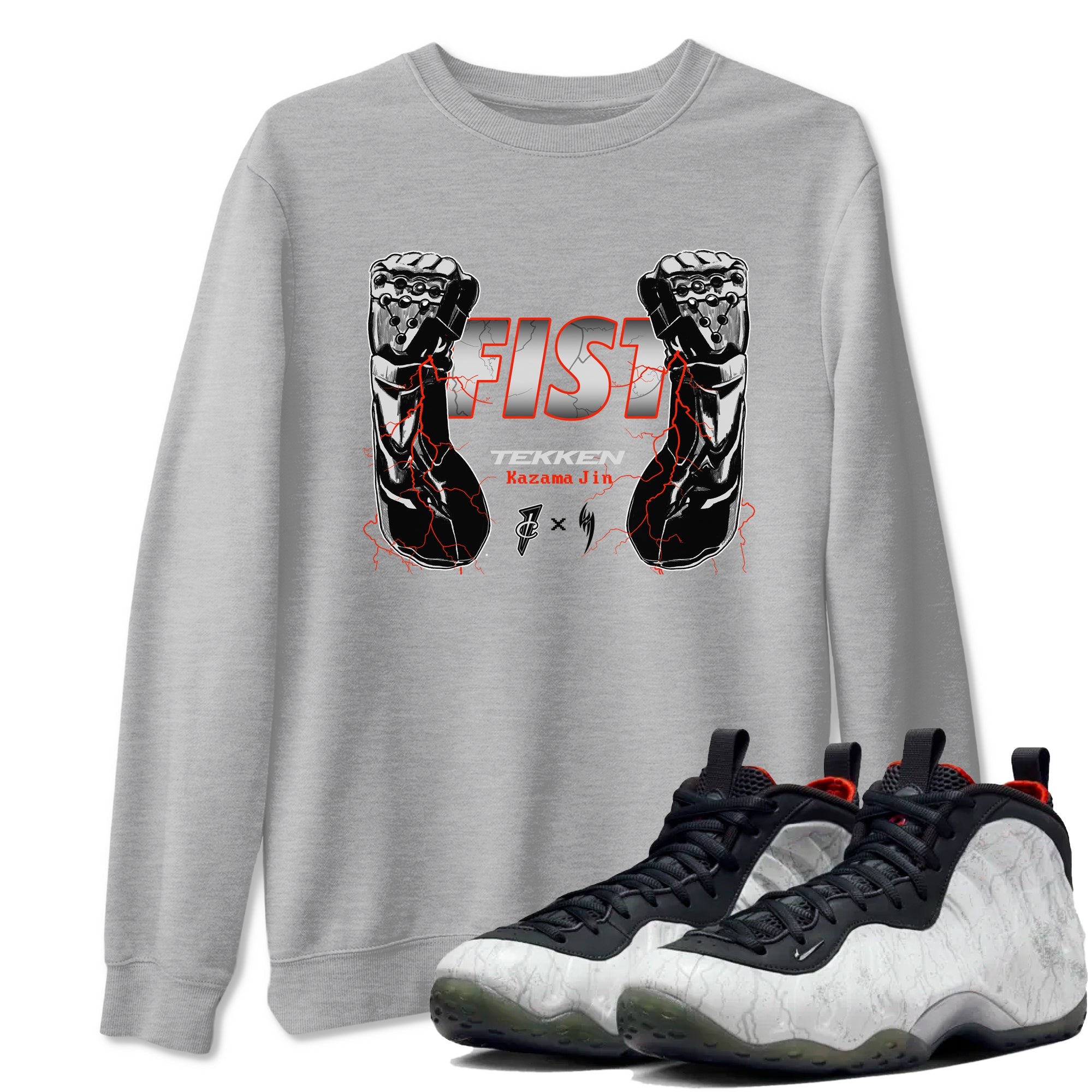 Foams One Jin shirts to match jordans Fist sneaker match tees Air Foamposite One Jin match shoes to clothes Drip Gear Zone unisex cotton Heather Grey 1 shirts