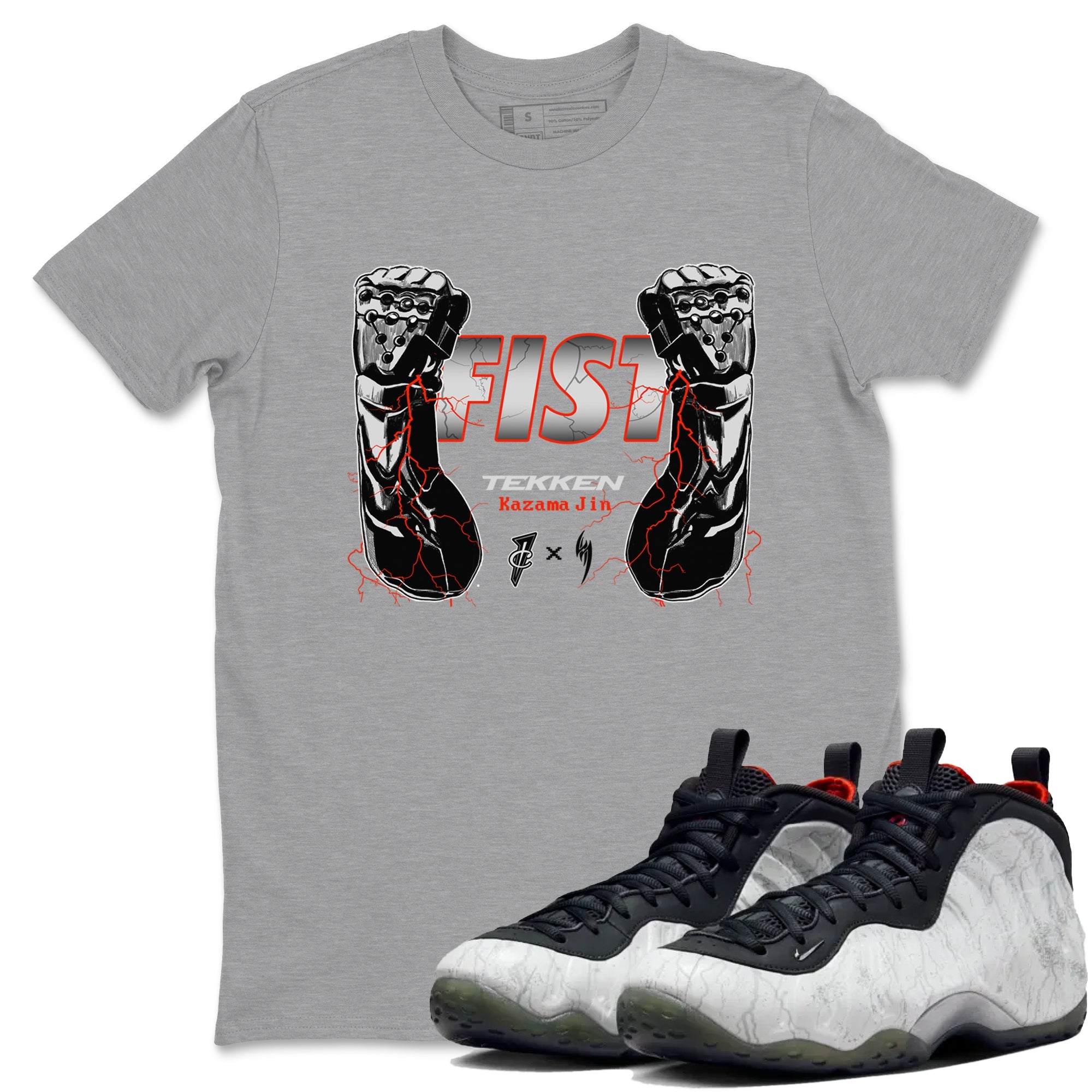 Foams One Jin shirts to match jordans Fist sneaker match tees Air Foamposite One Jin match shoes to clothes Drip Gear Zone unisex cotton Heather Grey 1 shirts