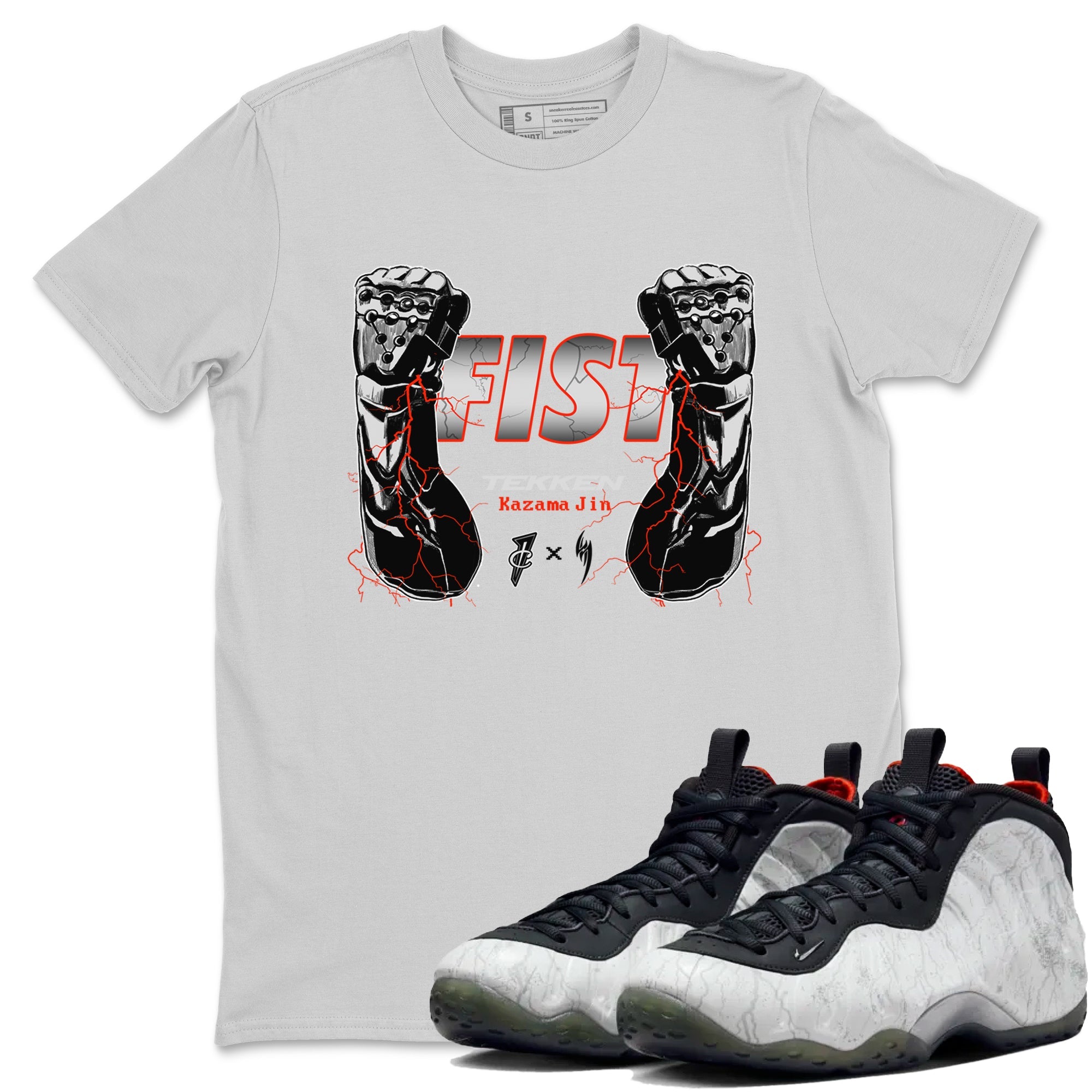 Foams One Jin shirts to match jordans Fist sneaker match tees Air Foamposite One Jin match shoes to clothes Drip Gear Zone unisex cotton Silver 1 shirts