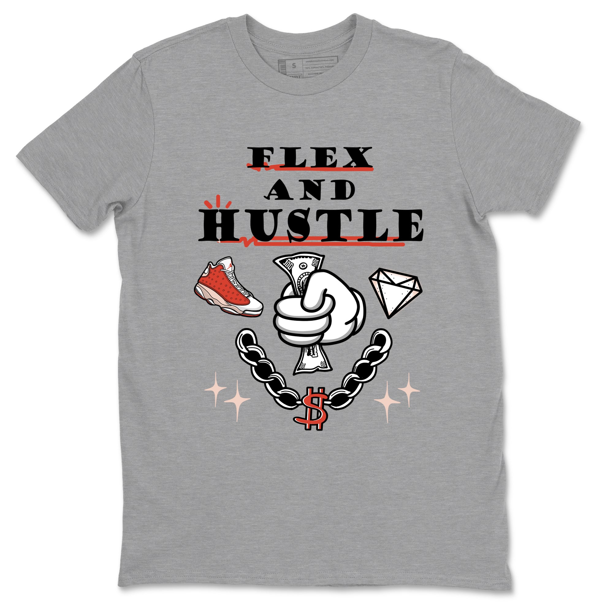 Air Jordan 13 Red Dune shirts to match jordans Flex And Hustle sneaker match tees Air Jordan 13 Red Dune Drip Gear Zone streetwear brand Heather Grey 2 unisex cotton tee