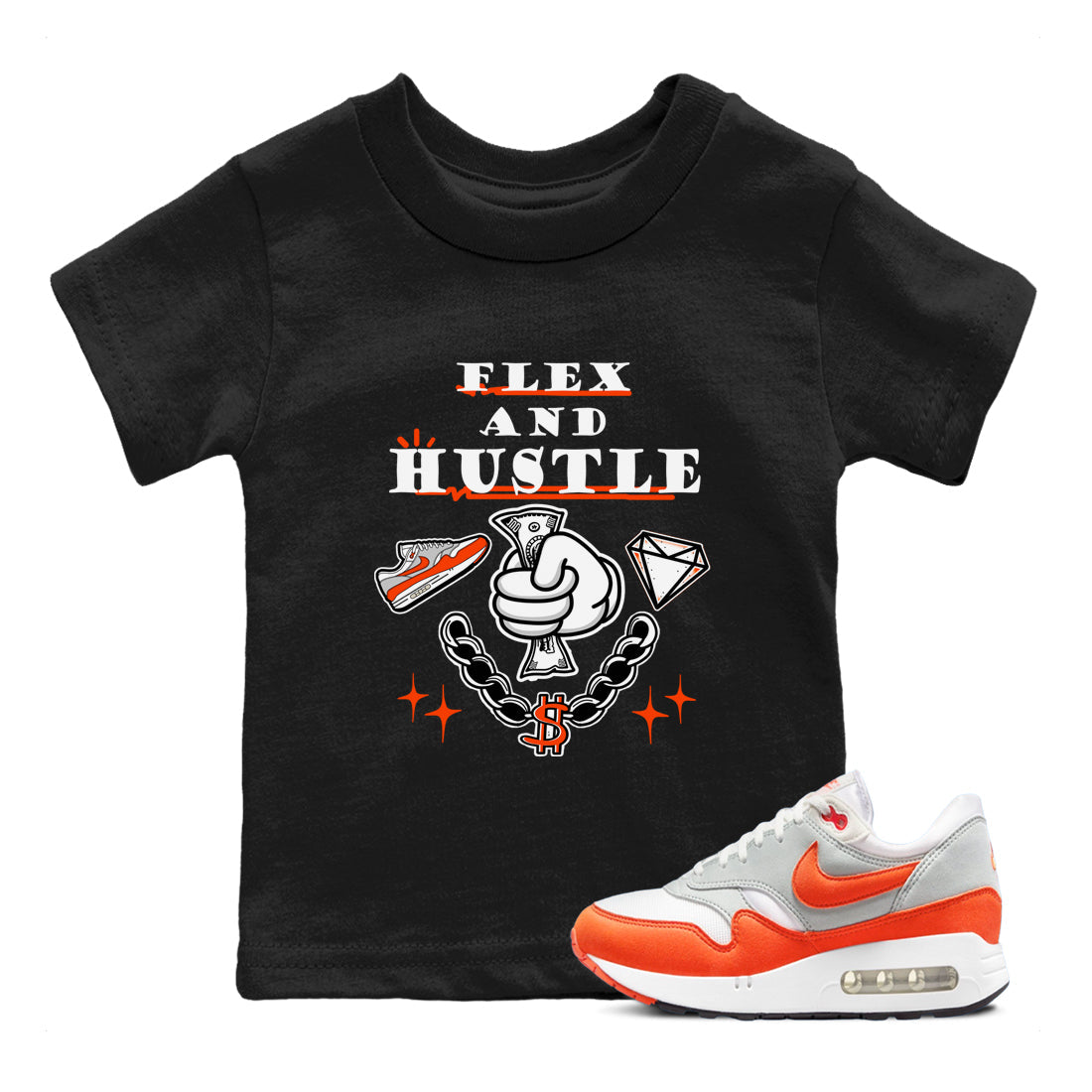Air Max 1 OG '86 'Summit White and Cosmic Clay shirts to match jordans Flex And Hustle sneaker match tees Air Max 1 Cosmic Clay match shoes to clothes Drip Gear Zone Youth Baby Black 1 tee