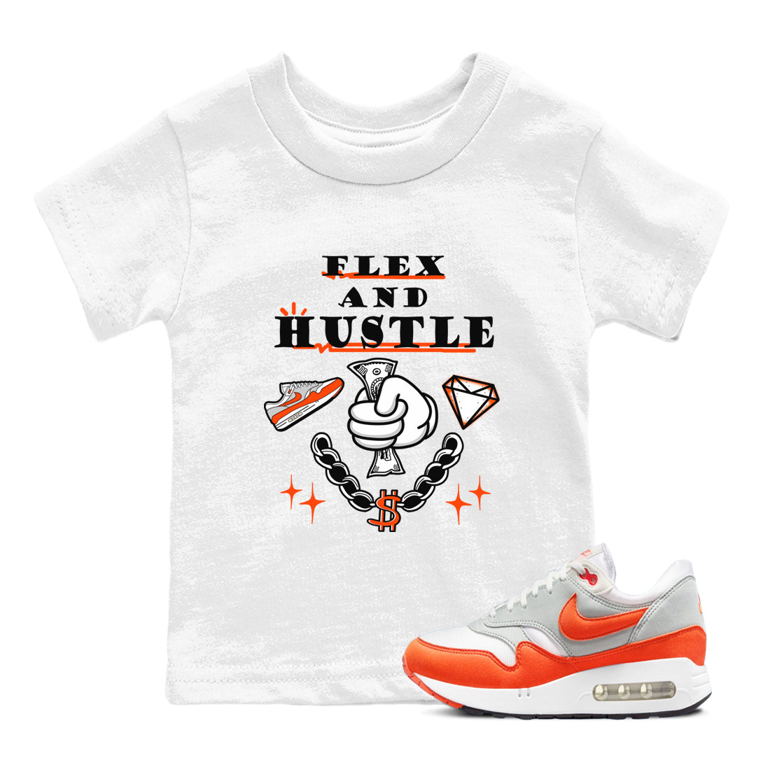 Air Max 1 OG '86 'Summit White and Cosmic Clay shirts to match jordans Flex And Hustle sneaker match tees Air Max 1 Cosmic Clay match shoes to clothes Drip Gear Zone Youth Baby White 1 tee