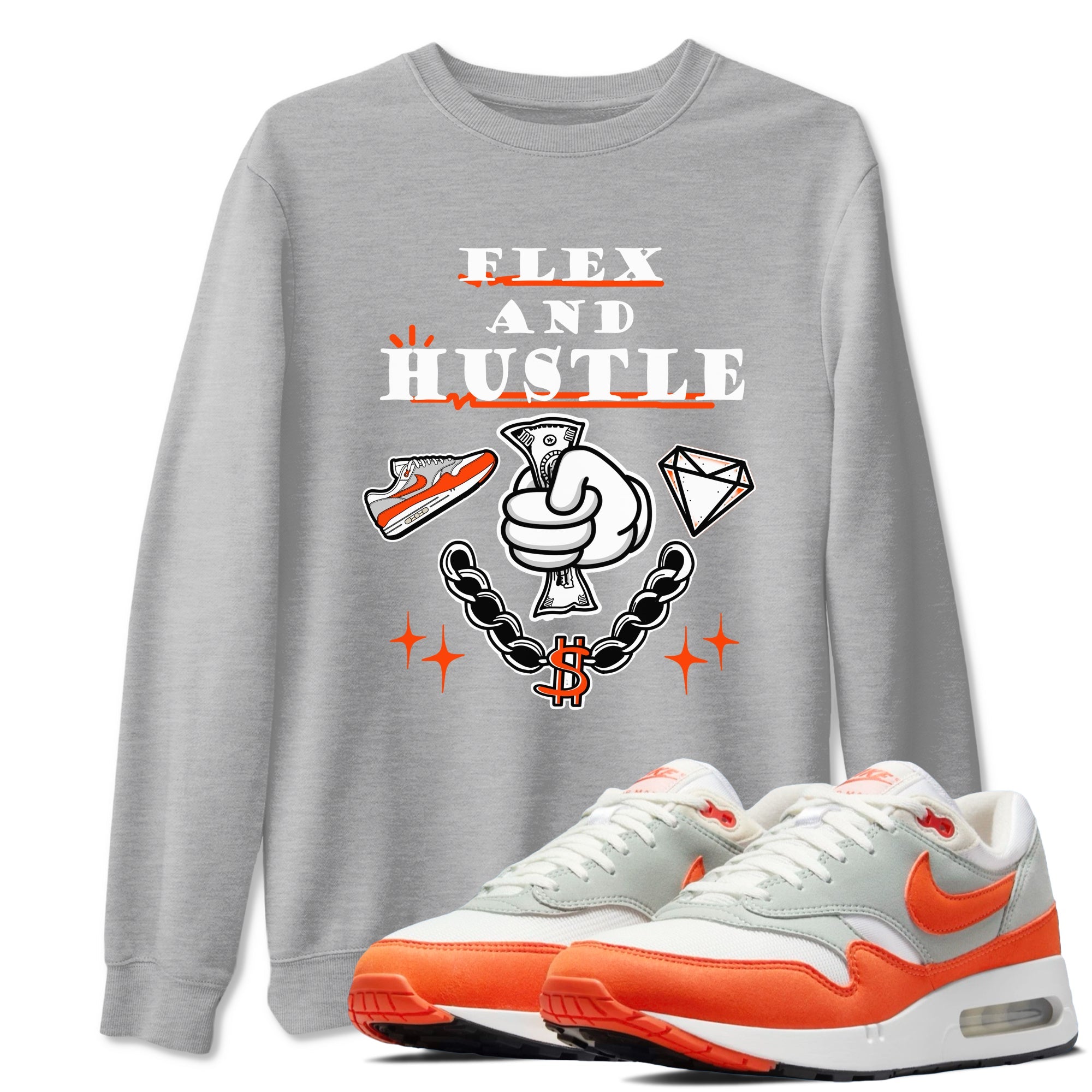 Air Max 1 OG '86 'Summit White and Cosmic Clay shirts to match jordans Flex And Hustle sneaker match tees Air Max 1 Cosmic Clay match shoes to clothes Drip Gear Zone unisex cotton Heather Grey 1 shirts