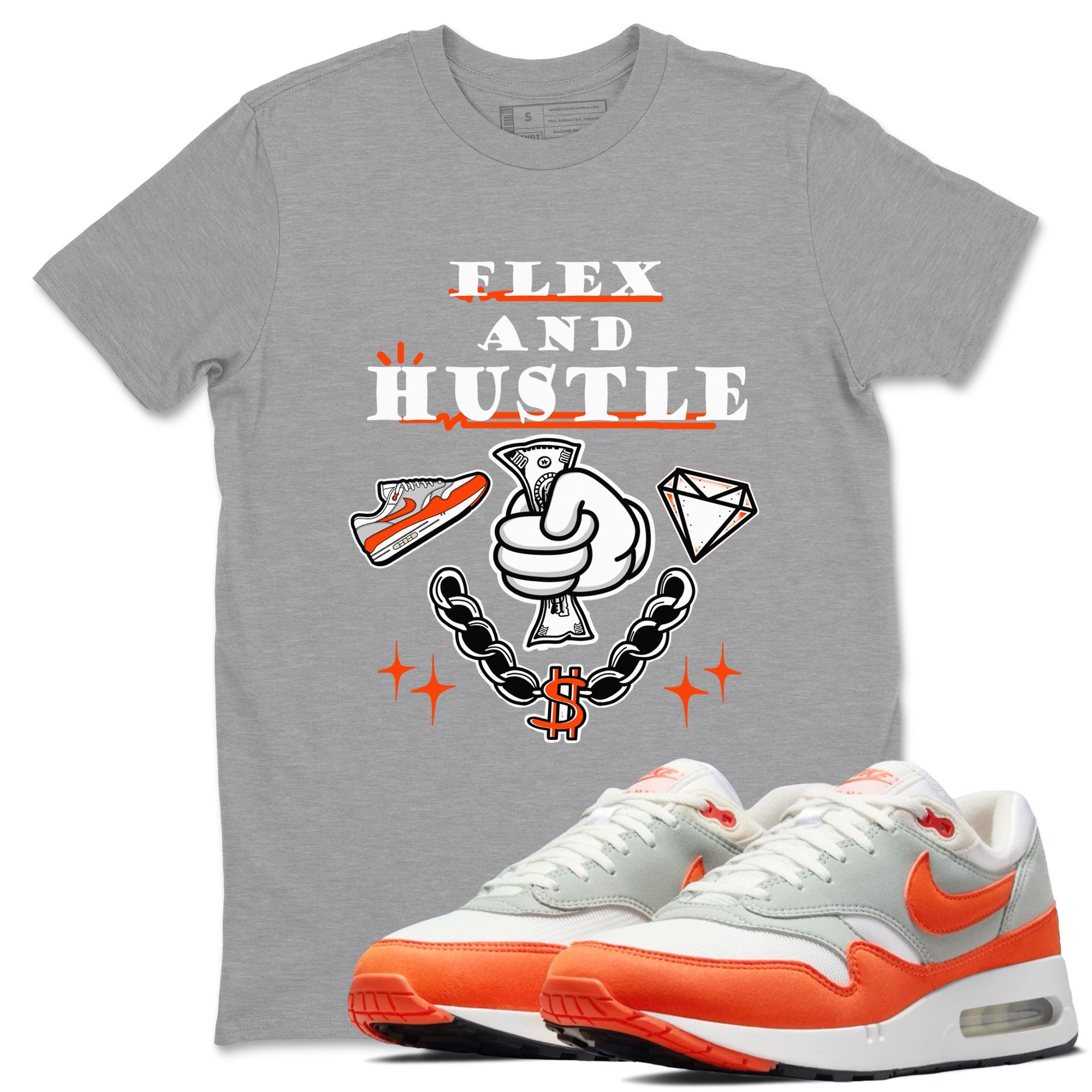Air Max 1 OG '86 'Summit White and Cosmic Clay shirts to match jordans Flex And Hustle sneaker match tees Air Max 1 Cosmic Clay match shoes to clothes Drip Gear Zone unisex cotton Heather Grey 1 shirts