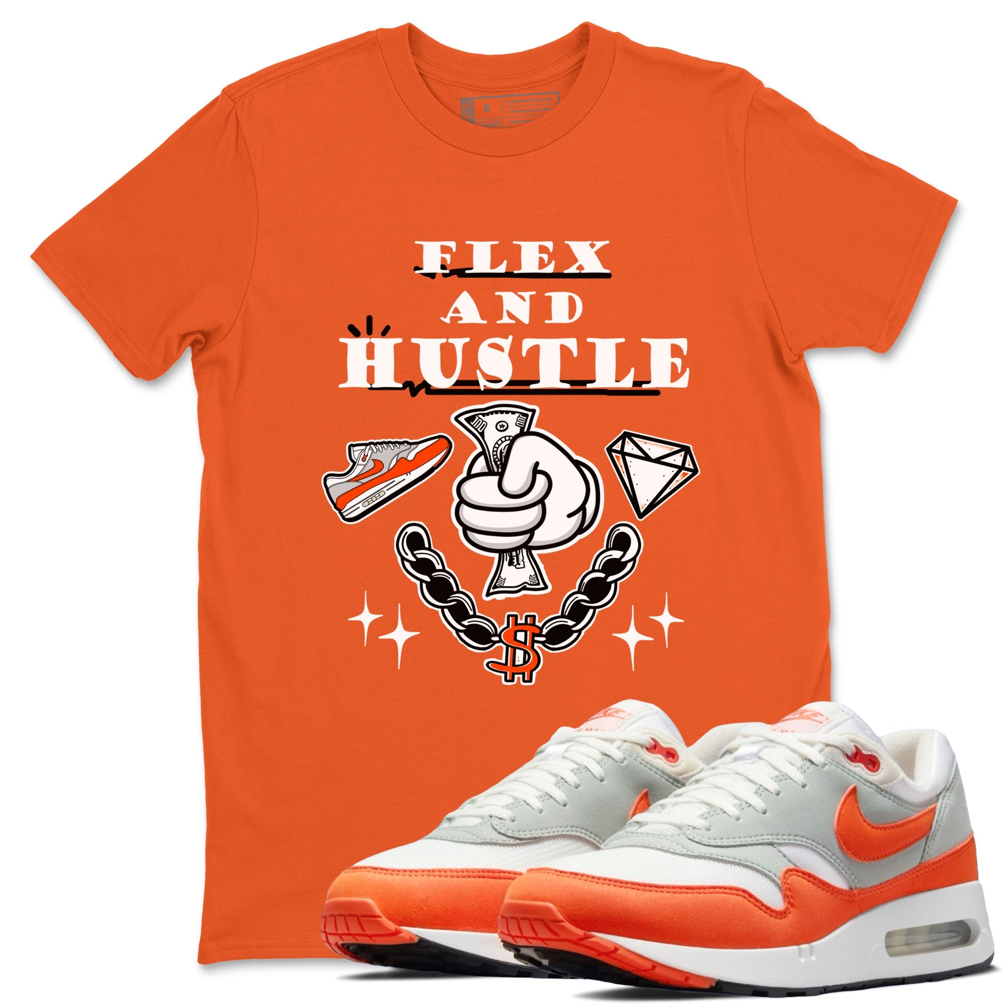 Air Max 1 OG '86 'Summit White and Cosmic Clay shirts to match jordans Flex And Hustle sneaker match tees Air Max 1 Cosmic Clay match shoes to clothes Drip Gear Zone unisex cotton Orange 1 shirts