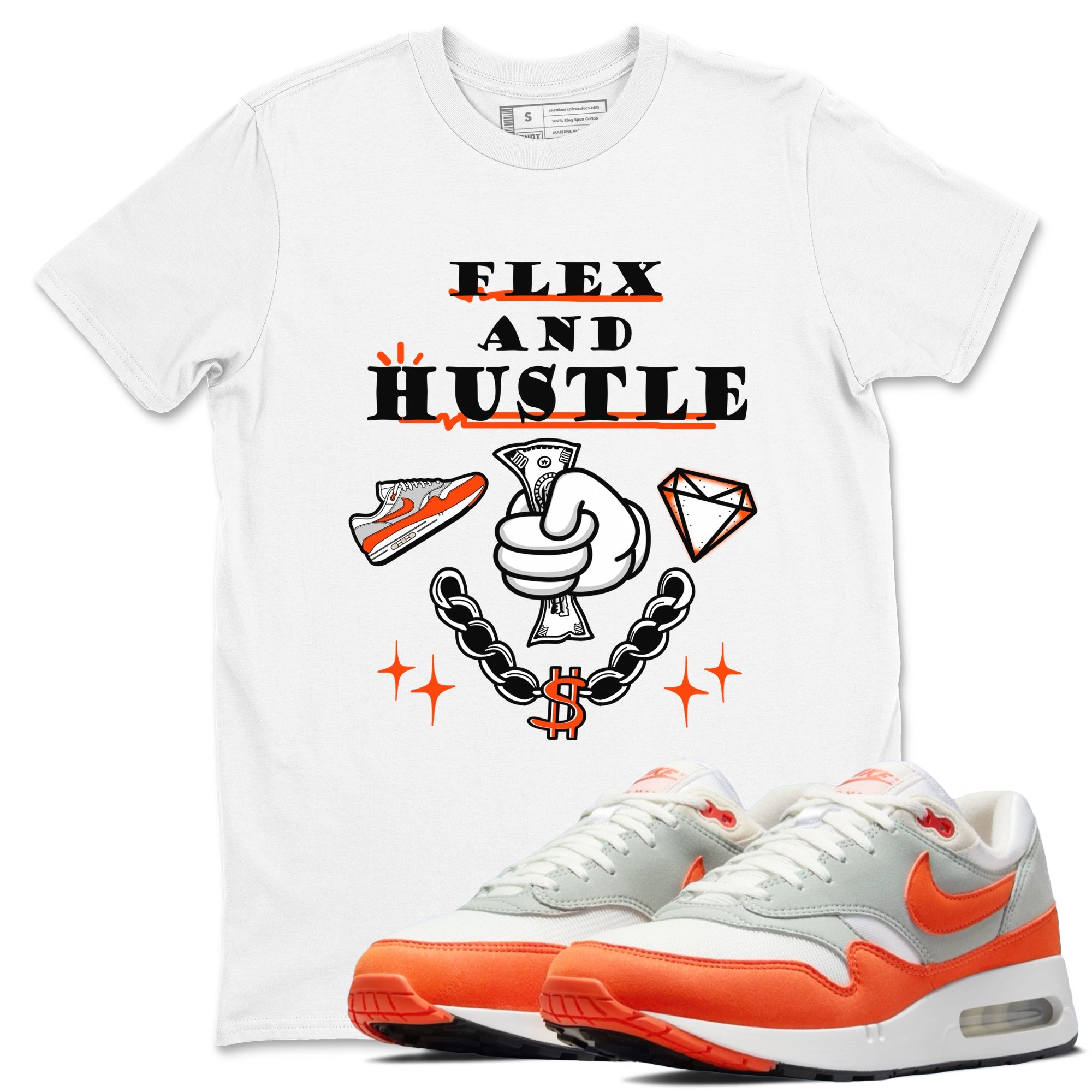 Air Max 1 OG '86 'Summit White and Cosmic Clay shirts to match jordans Flex And Hustle sneaker match tees Air Max 1 Cosmic Clay match shoes to clothes Drip Gear Zone unisex cotton White 1 shirts