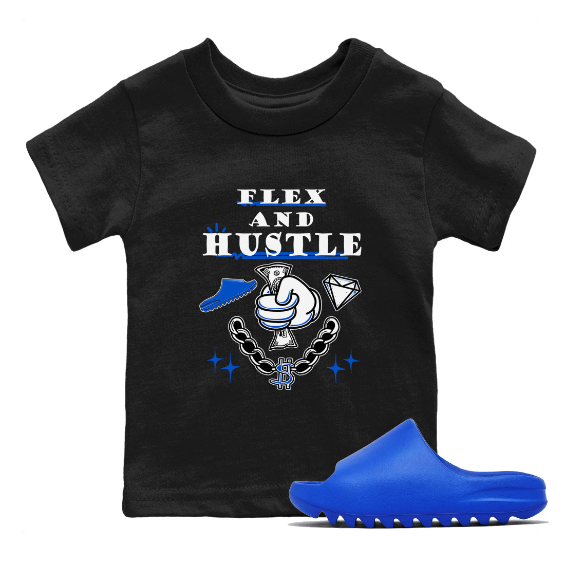 Yeezy Slide Azure shirts to match jordans Flex And Hustle sneaker match tees Yeezy Slide Azure Drip Gear Zone streetwear brand Baby and Youth Black 1 cotton tee