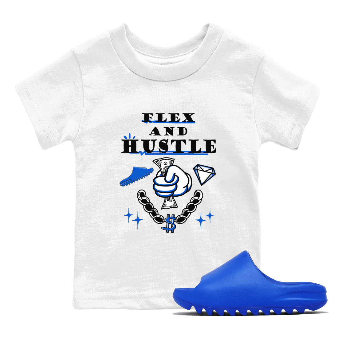 Yeezy Slide Azure shirts to match jordans Flex And Hustle sneaker match tees Yeezy Slide Azure Drip Gear Zone streetwear brand Baby and Youth White 1 cotton tee