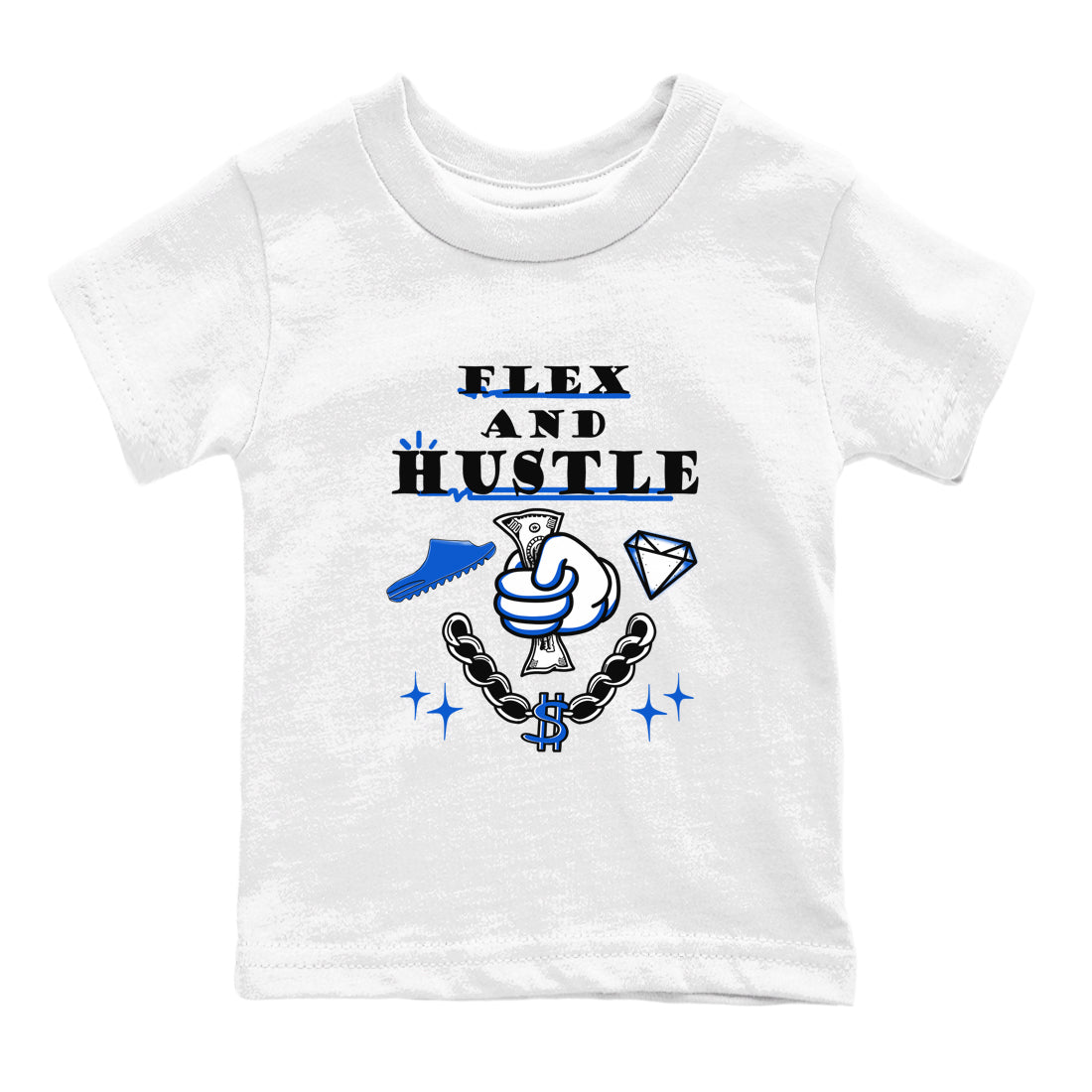Yeezy Slide Azure shirts to match jordans Flex And Hustle sneaker match tees Yeezy Slide Azure Drip Gear Zone streetwear brand Baby and Youth White 2 cotton tee