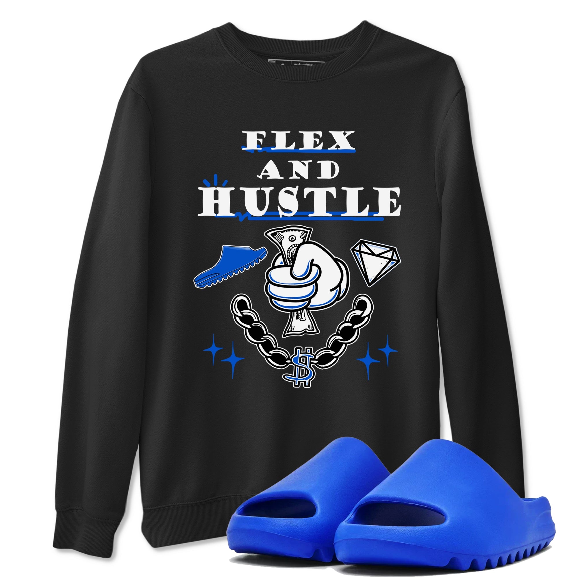 Yeezy Slide Azure shirts to match jordans Flex And Hustle sneaker match tees Yeezy Slide Azure Drip Gear Zone streetwear brand Black 1 unisex cotton tee