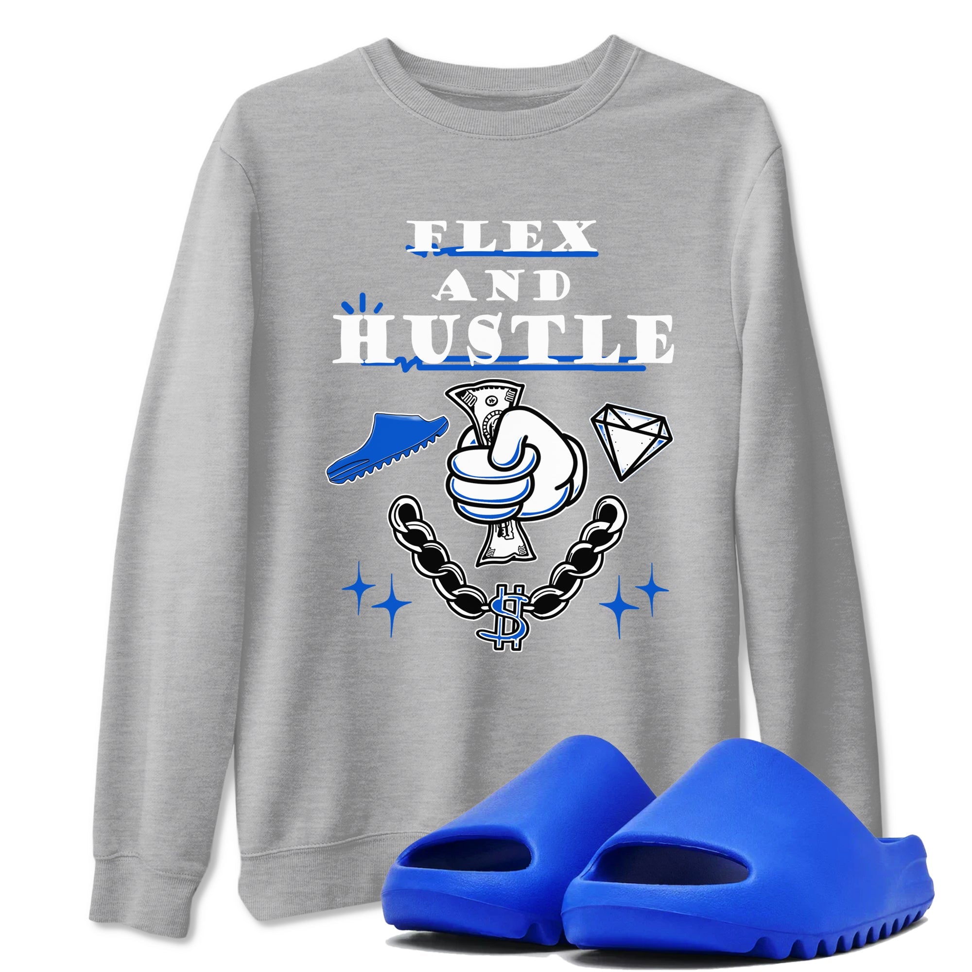 Yeezy Slide Azure shirts to match jordans Flex And Hustle sneaker match tees Yeezy Slide Azure Drip Gear Zone streetwear brand Heather Grey 1 unisex cotton tee