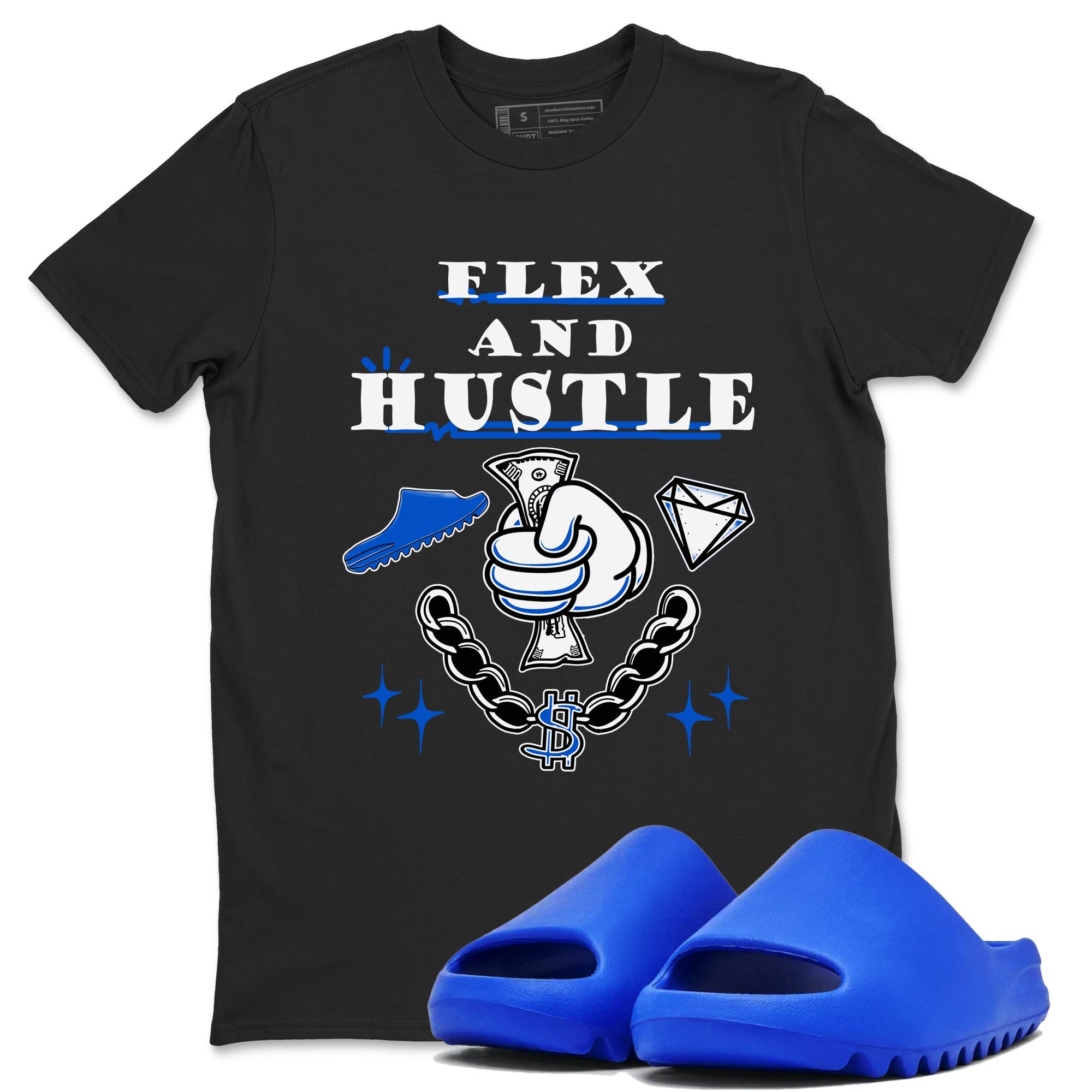 Yeezy Slide Azure shirts to match jordans Flex And Hustle sneaker match tees Yeezy Slide Azure Drip Gear Zone streetwear brand Black 1 unisex cotton tee