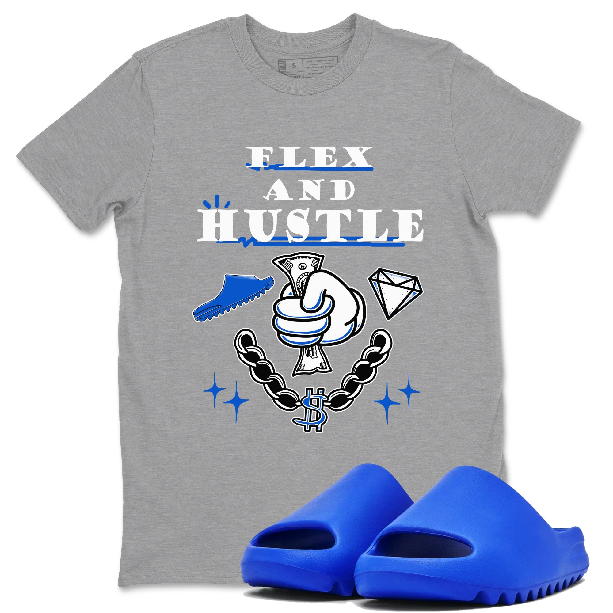 Yeezy Slide Azure shirts to match jordans Flex And Hustle sneaker match tees Yeezy Slide Azure Drip Gear Zone streetwear brand Heather Grey 1 unisex cotton tee