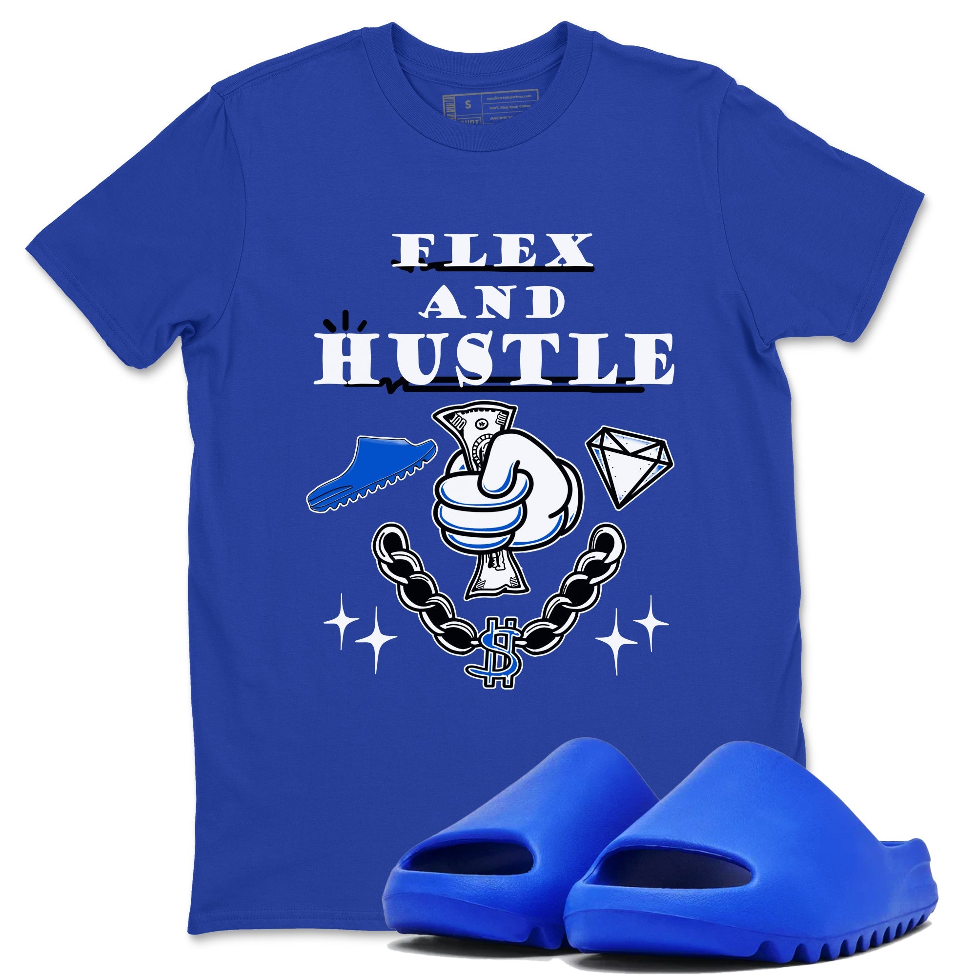 Yeezy Slide Azure shirts to match jordans Flex And Hustle sneaker match tees Yeezy Slide Azure Drip Gear Zone streetwear brand Royal Blue 1 unisex cotton tee