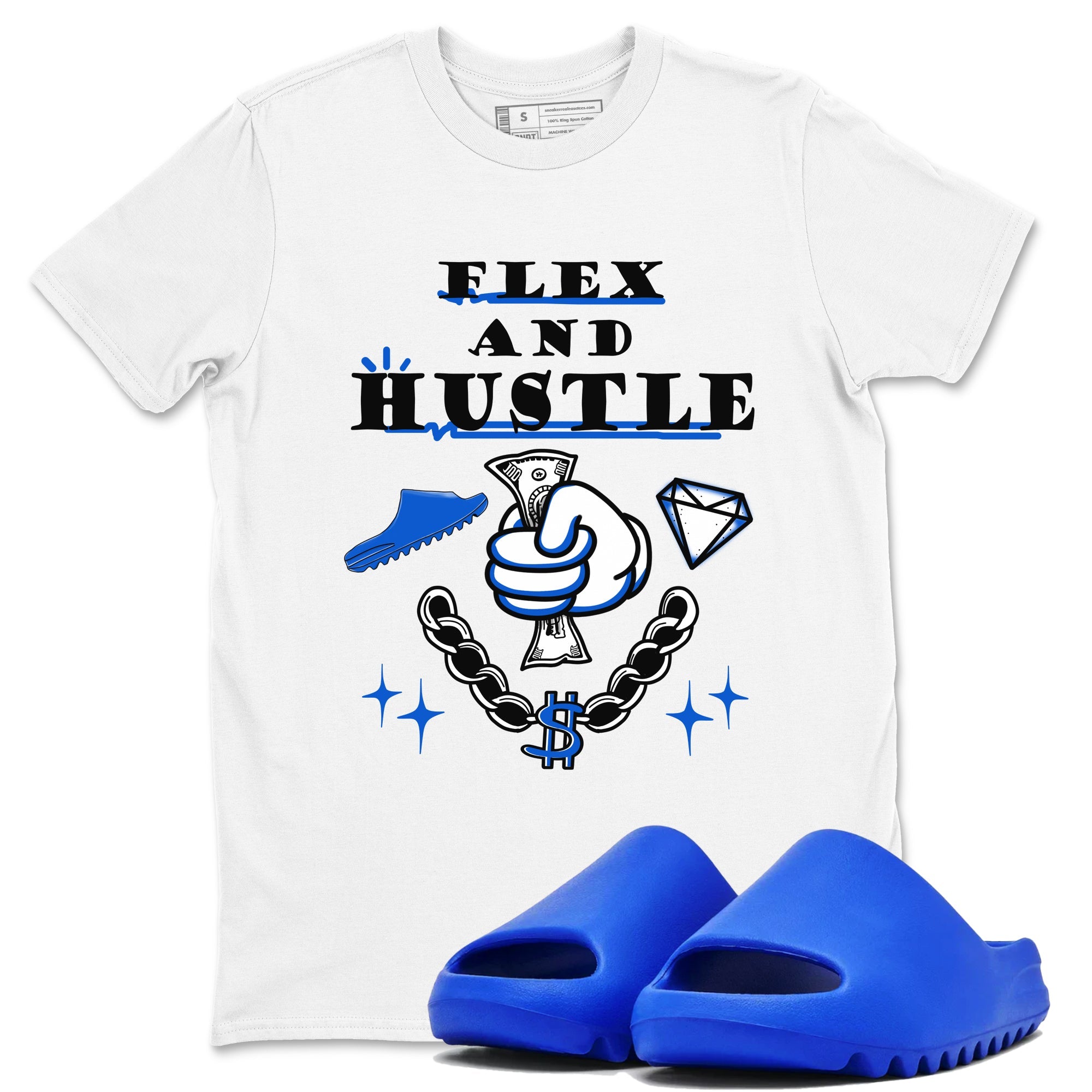 Yeezy Slide Azure shirts to match jordans Flex And Hustle sneaker match tees Yeezy Slide Azure Drip Gear Zone streetwear brand White 1 unisex cotton tee