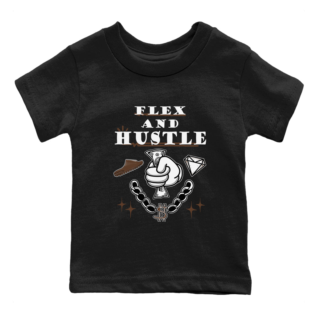 Yeezy Slide Flax shirts to match jordans Flex And Hustle sneaker match tees Yeezy Slide Flax Drip Gear Zone streetwear brand Baby and Youth Black 2 cotton tee