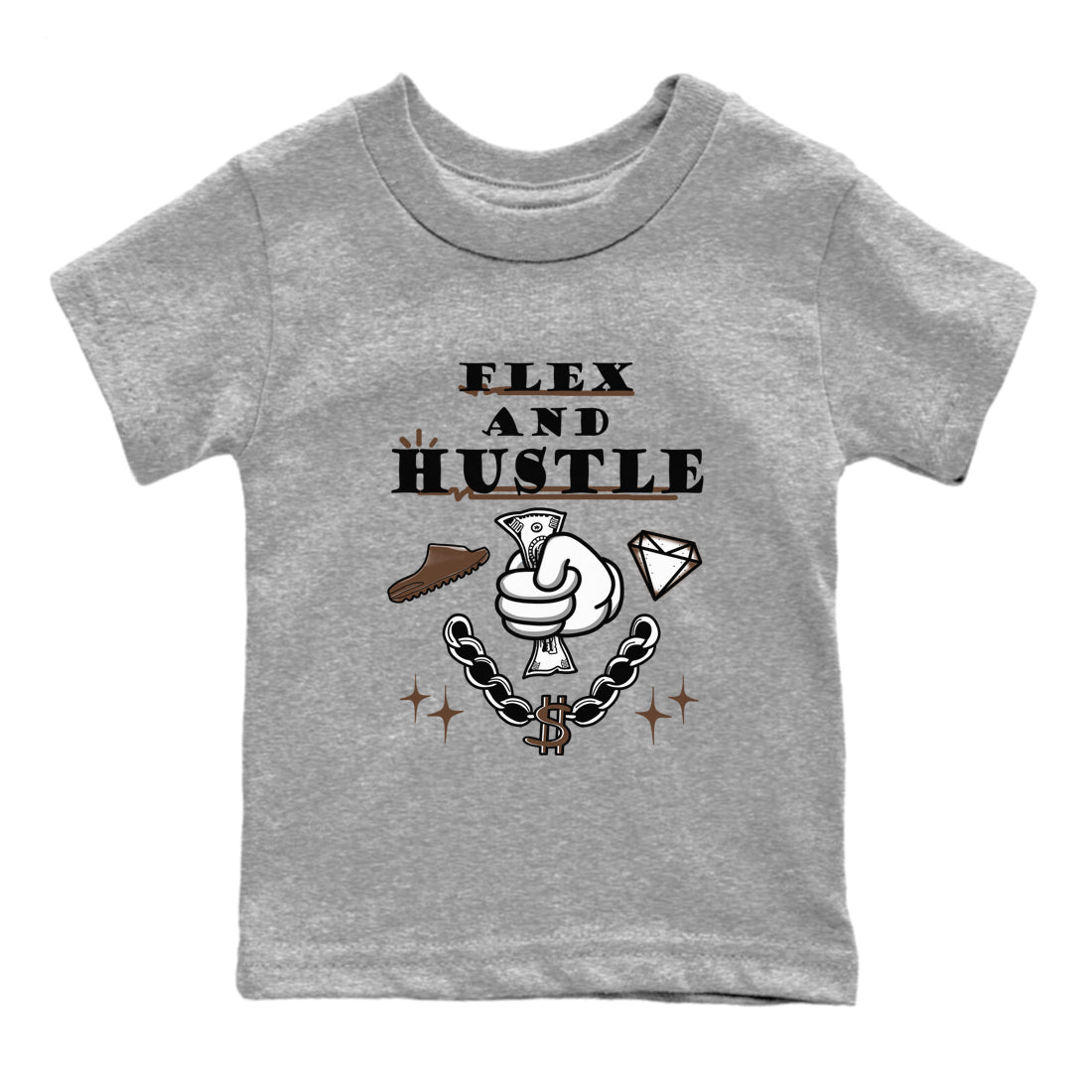 Yeezy Slide Flax shirts to match jordans Flex And Hustle sneaker match tees Yeezy Slide Flax Drip Gear Zone streetwear brand Baby and Youth Heather Grey 2 cotton tee
