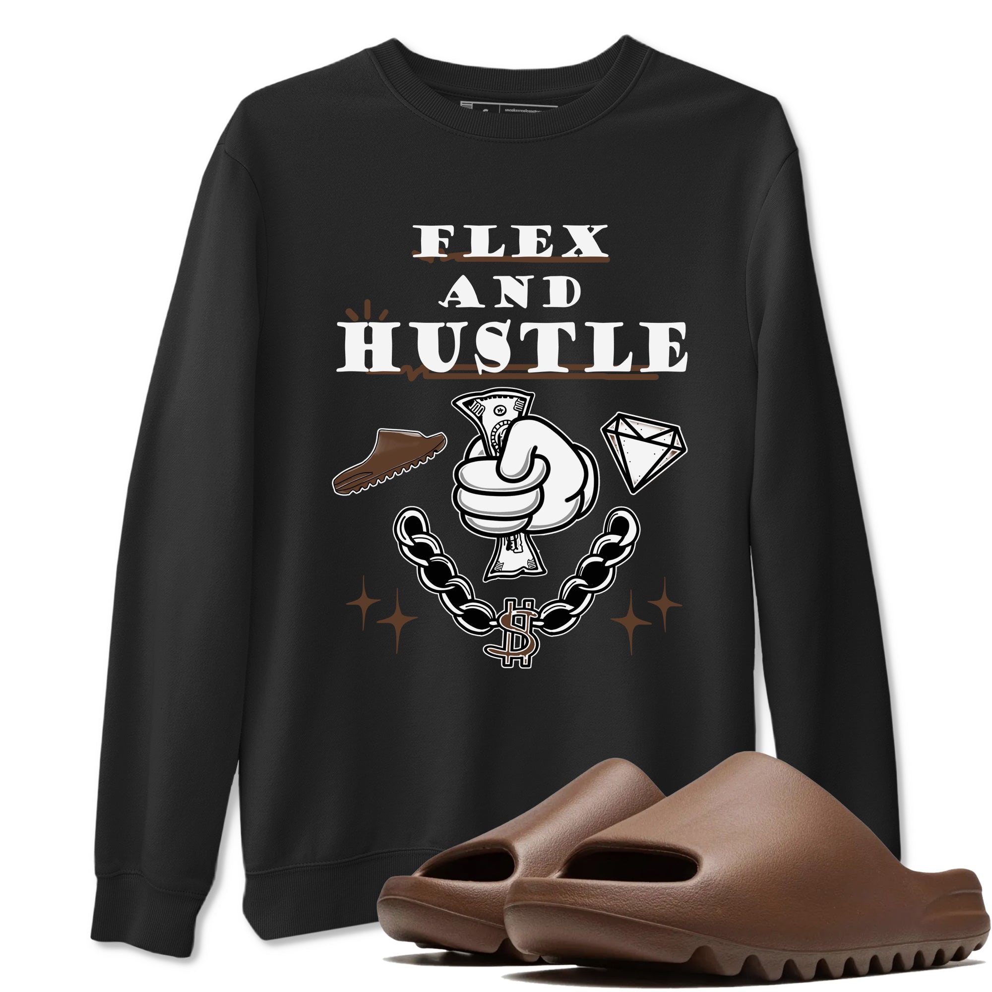 Yeezy Slide Flax shirts to match jordans Flex And Hustle sneaker match tees Yeezy Slide Flax Drip Gear Zone streetwear brand Black 1 unisex cotton tee