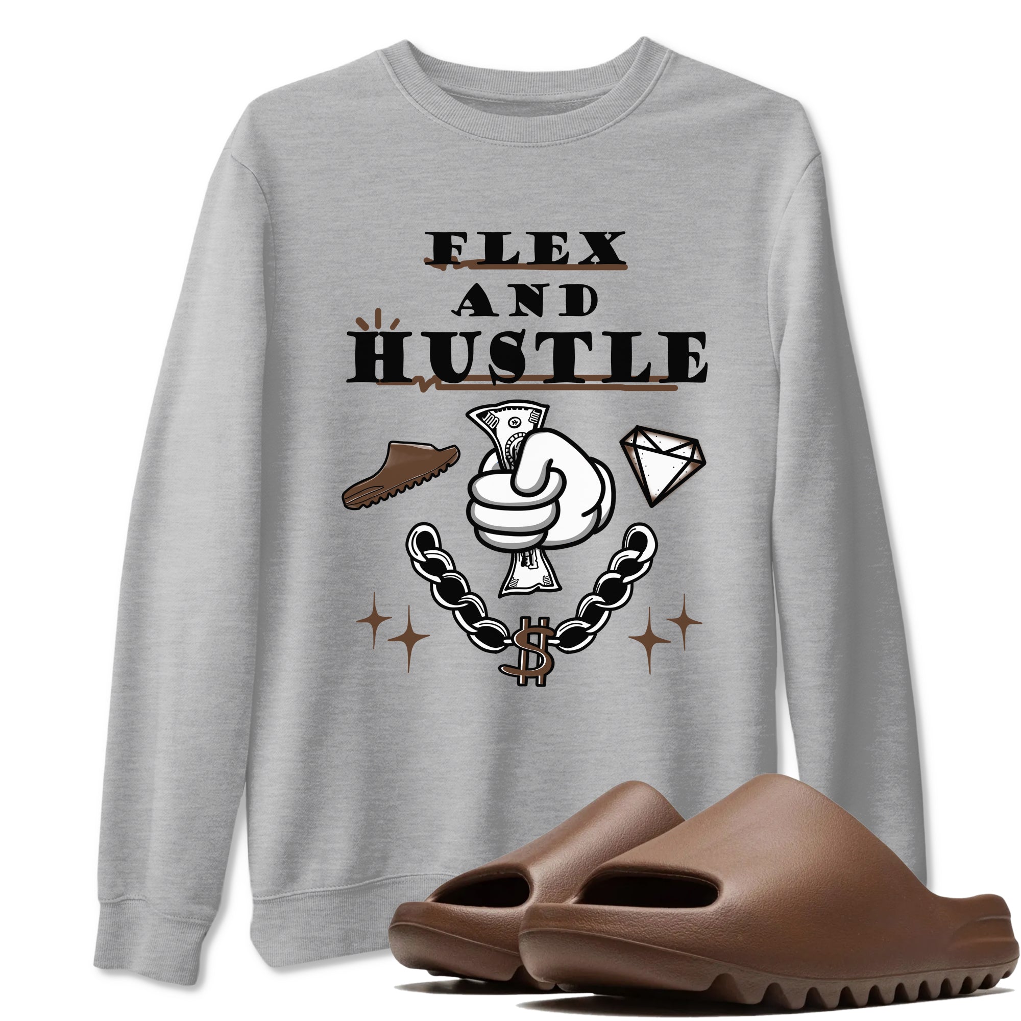 Yeezy Slide Flax shirts to match jordans Flex And Hustle sneaker match tees Yeezy Slide Flax Drip Gear Zone streetwear brand Heather Grey 1 unisex cotton tee