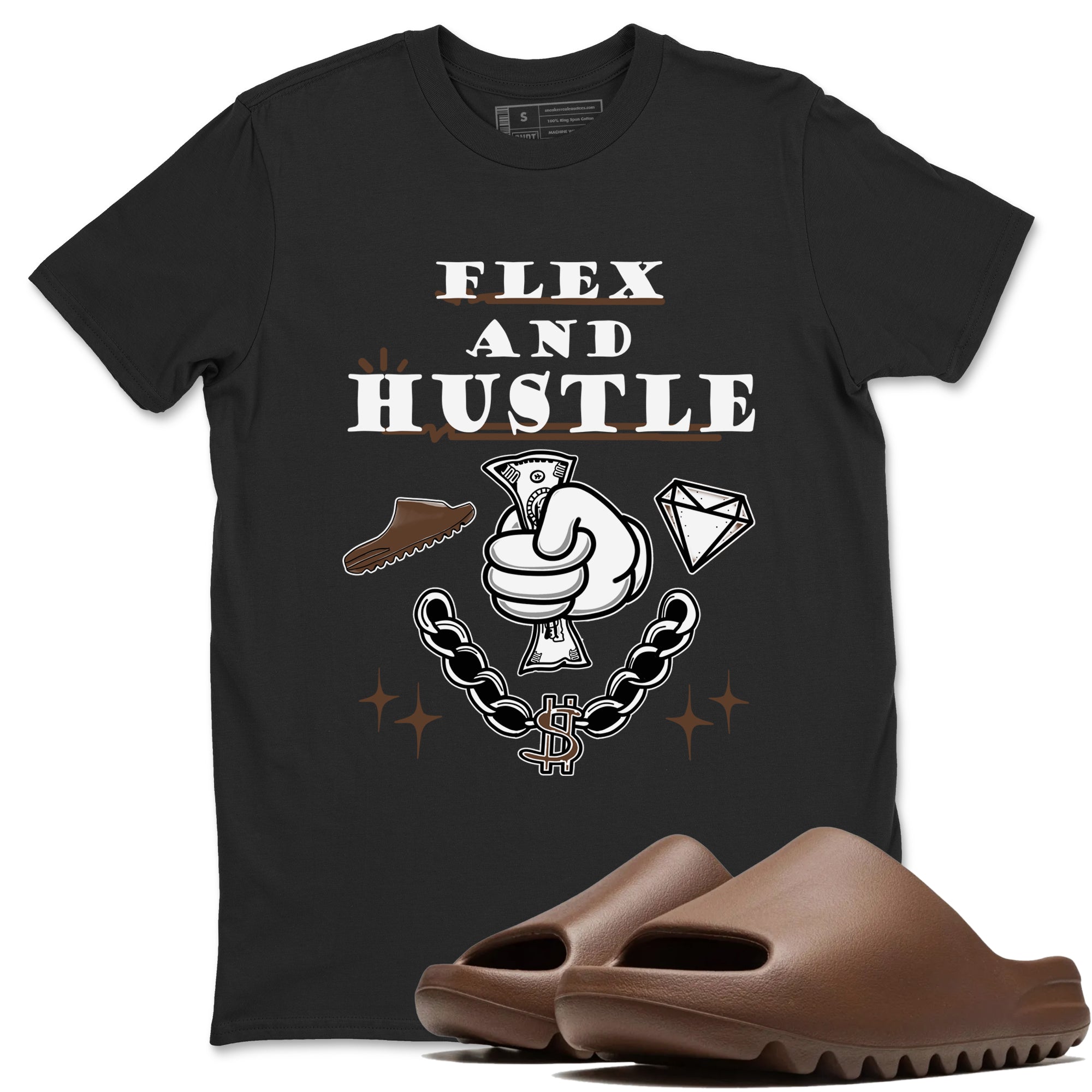 Yeezy Slide Flax shirts to match jordans Flex And Hustle sneaker match tees Yeezy Slide Flax Drip Gear Zone streetwear brand Black 1 unisex cotton tee