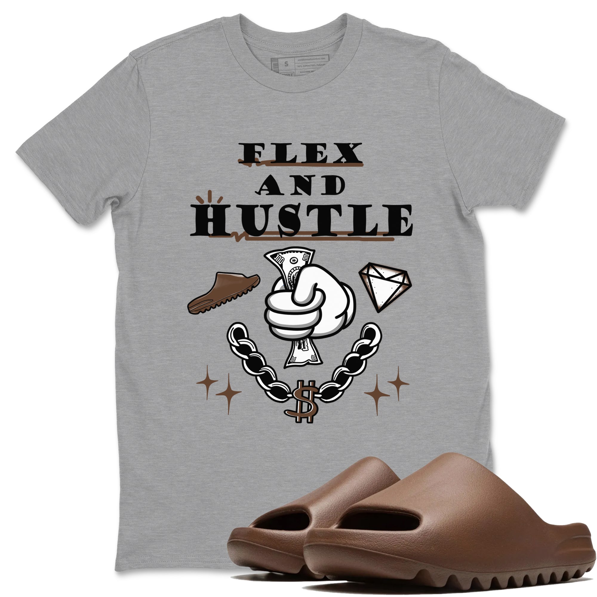 Yeezy Slide Flax shirts to match jordans Flex And Hustle sneaker match tees Yeezy Slide Flax Drip Gear Zone streetwear brand Heather Grey 1 unisex cotton tee