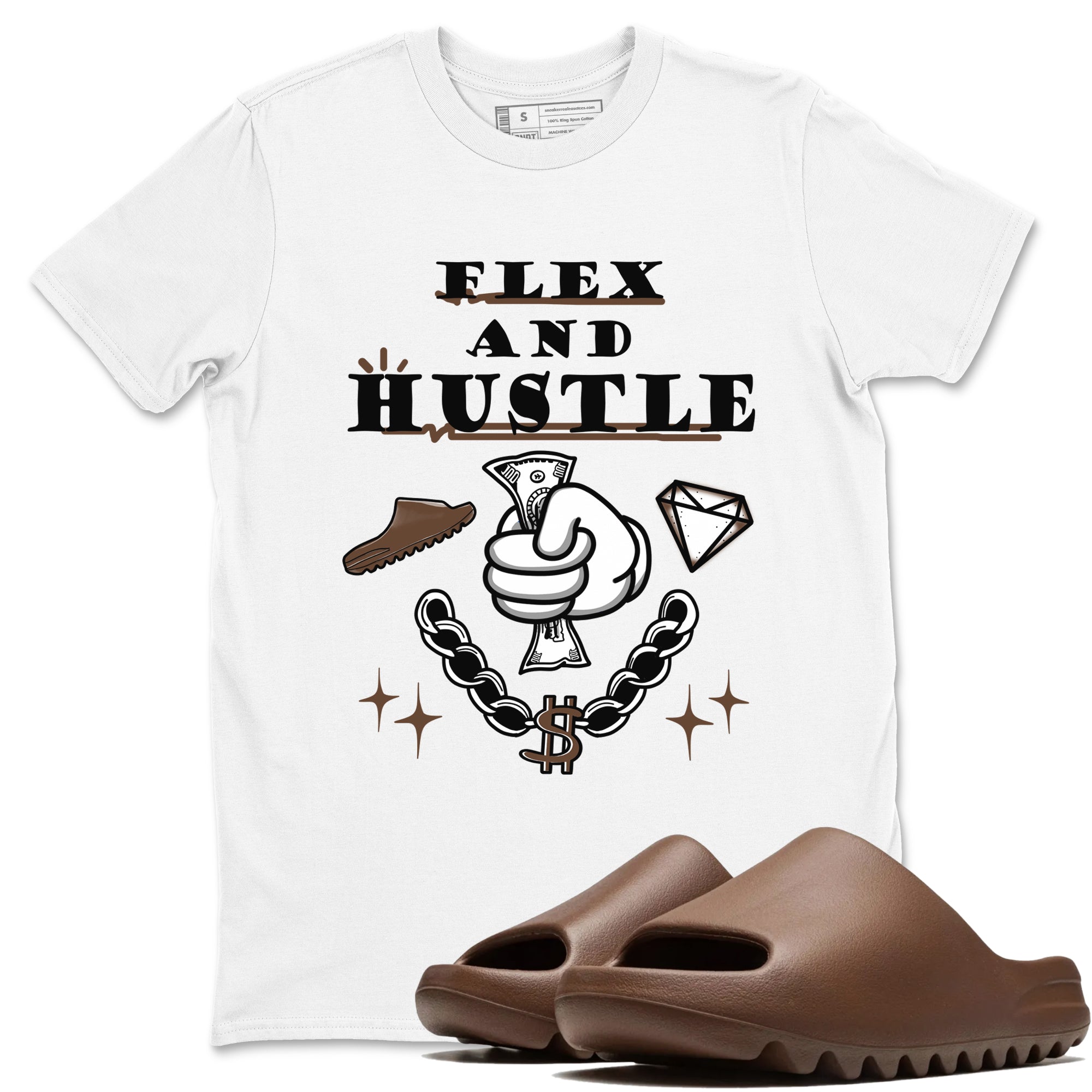 Yeezy Slide Flax shirts to match jordans Flex And Hustle sneaker match tees Yeezy Slide Flax Drip Gear Zone streetwear brand White 1 unisex cotton tee