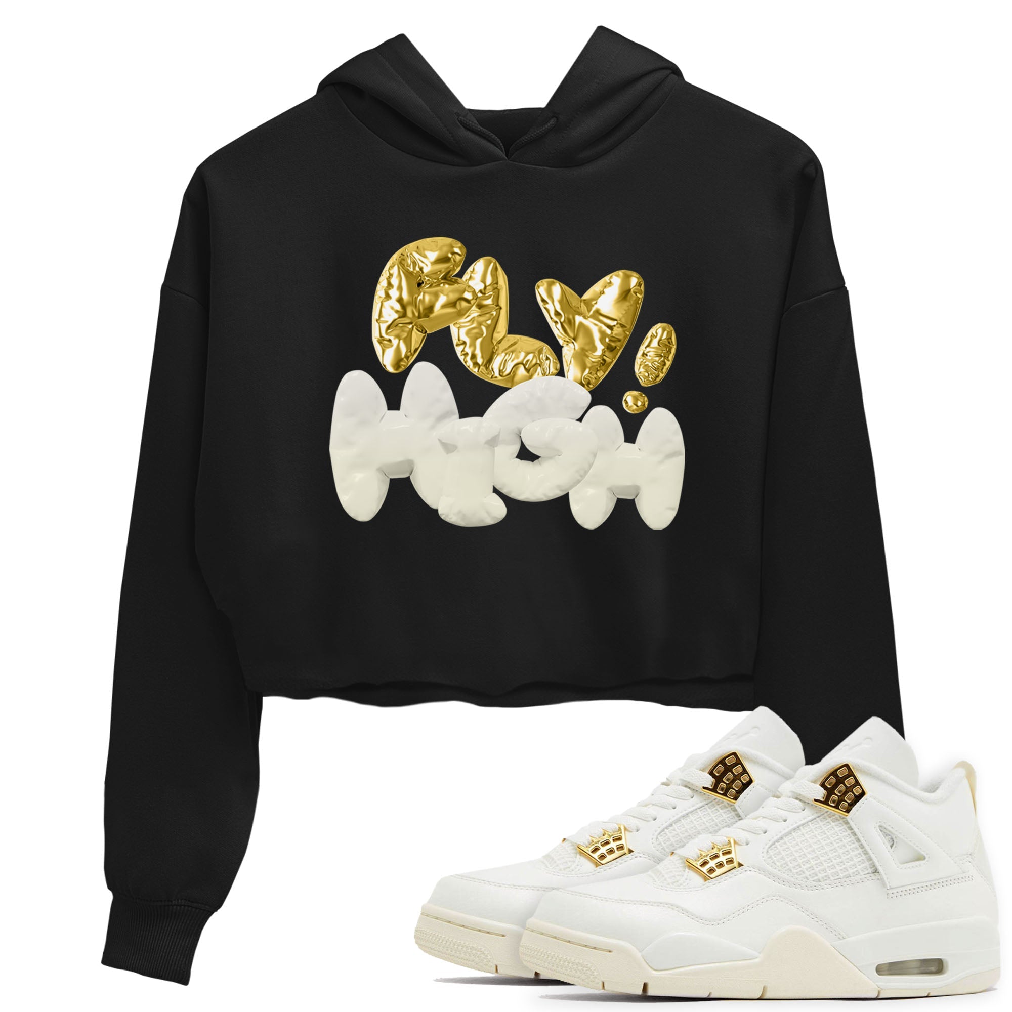 AJ4 Sail shirt to match jordans Fly High sneaker tees 4s SailDrip Gear Zone Black 1 crop length shirt