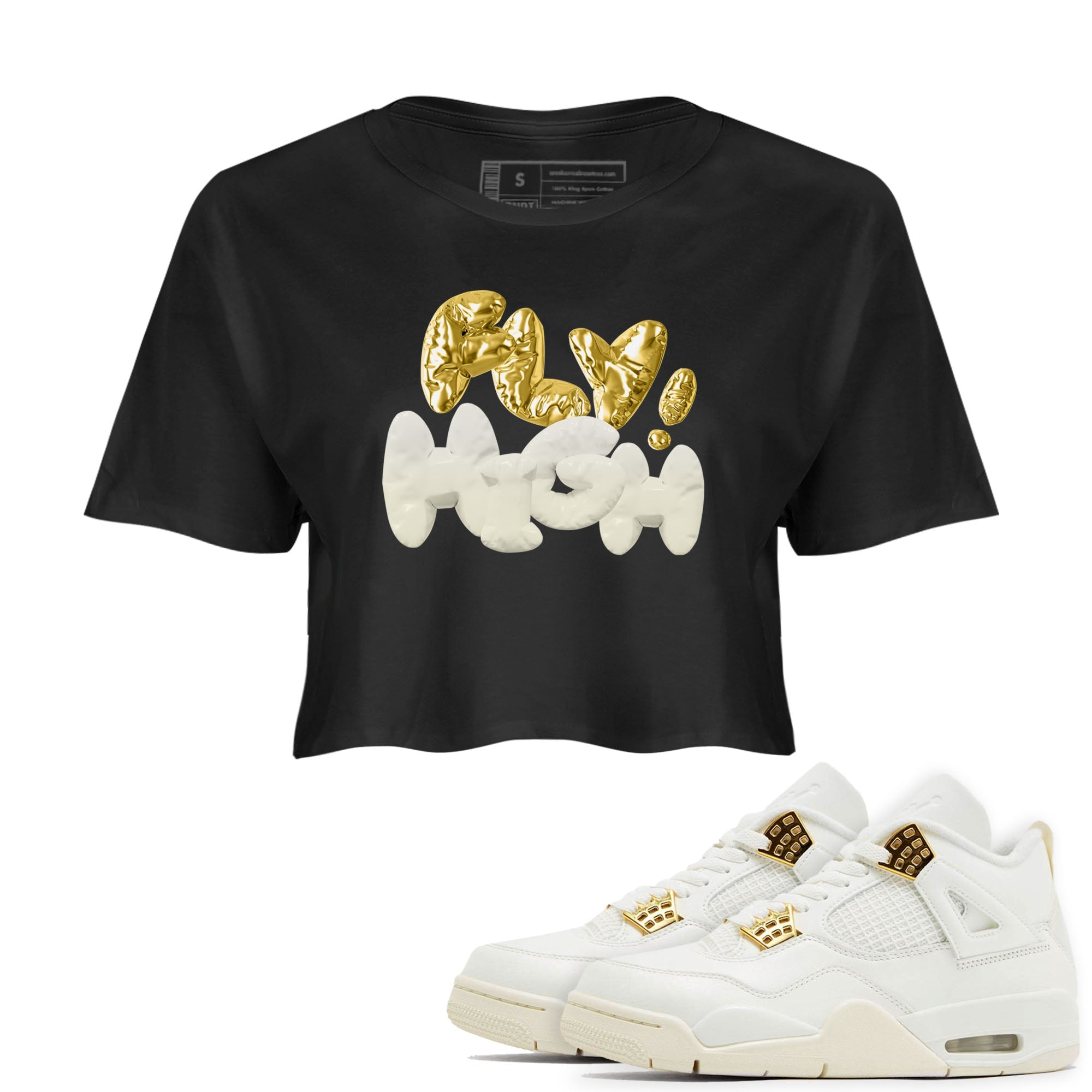 AJ4 Sail shirt to match jordans Fly High sneaker tees 4s SailDrip Gear Zone Black 1 crop length shirt
