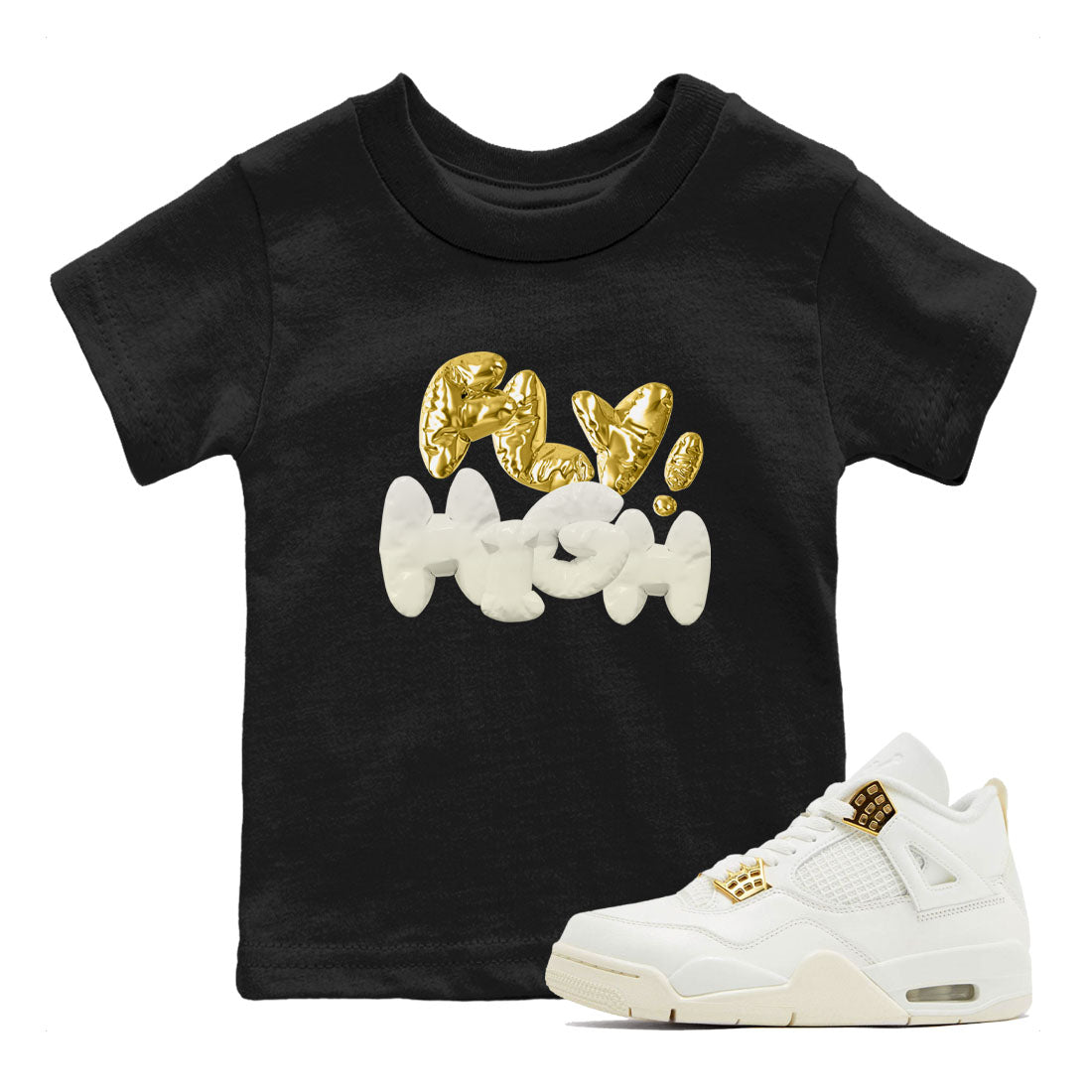 AJ4 Sail shirt to match jordans Fly High sneaker tees 4s SailDrip Gear Zone baby toddler Black 1 cotton Shirt
