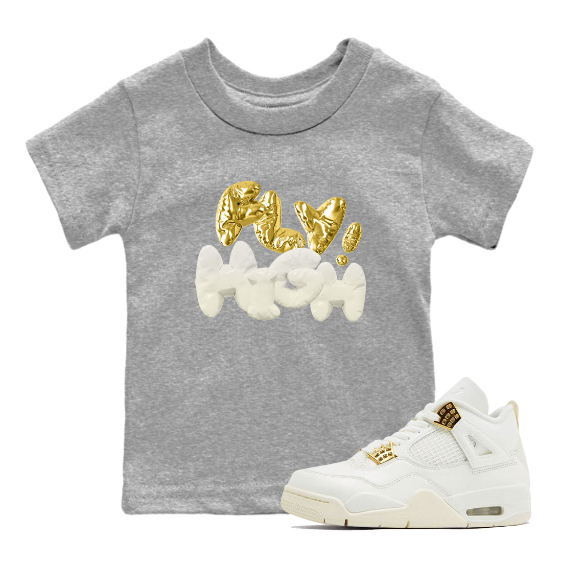 AJ4 Sail shirt to match jordans Fly High sneaker tees 4s SailDrip Gear Zone baby toddler Heather Grey 1 cotton Shirt