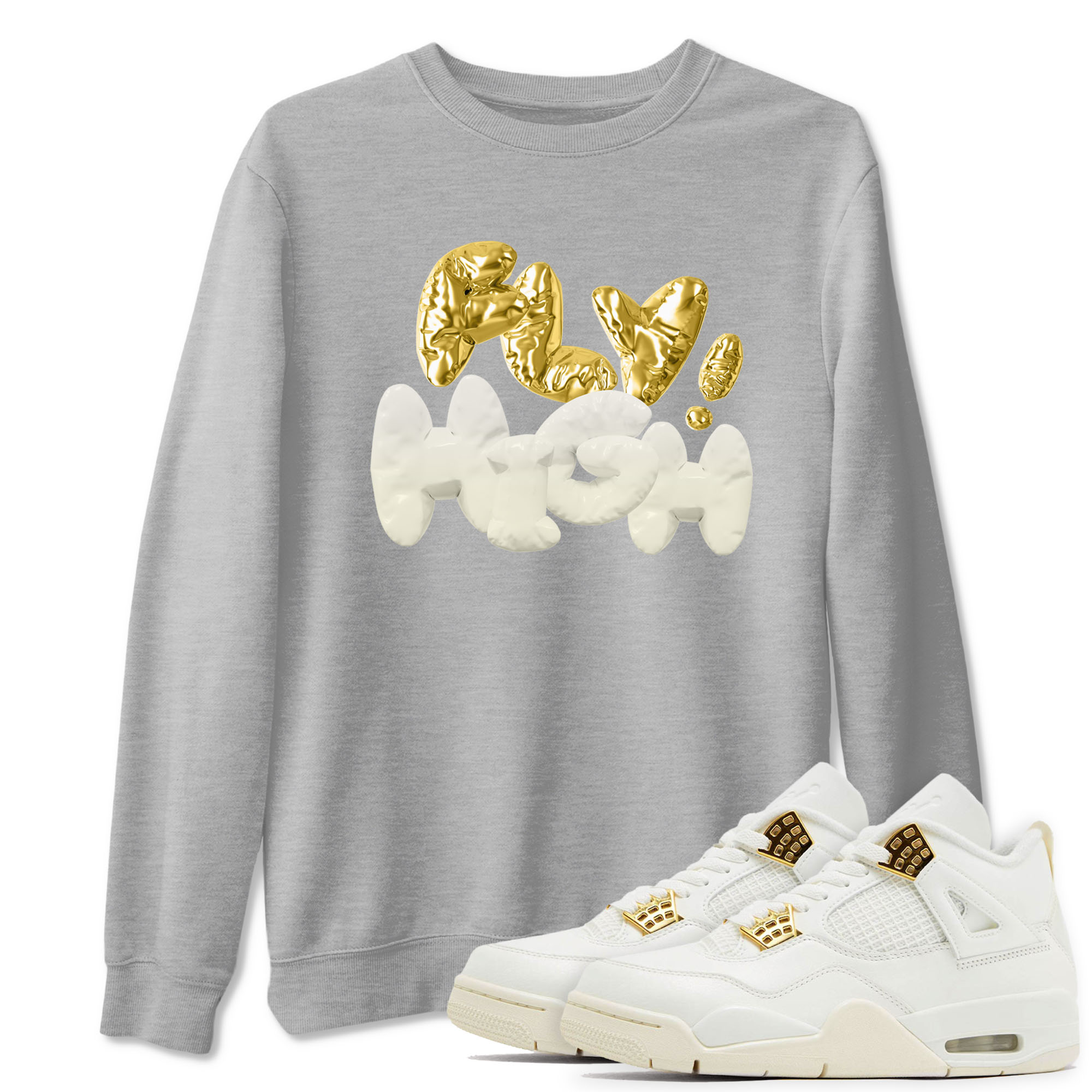 AJ4 Sail shirt to match jordans Fly High sneaker tees 4s SailDrip Gear Zone unisex cotton Heather Grey 1 crew neck shirt