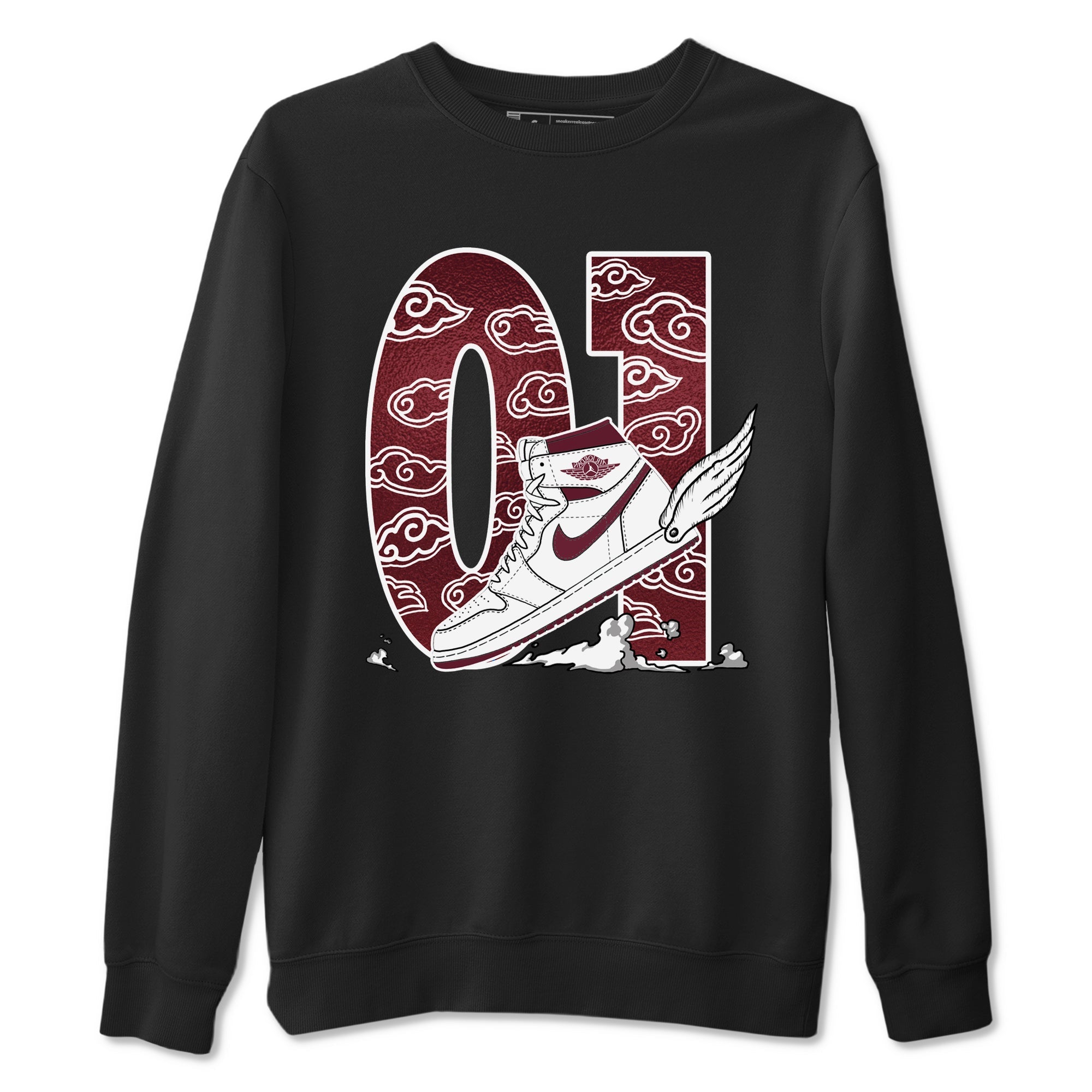 AJ1 High '85 Metallic Burgundy shirts to match jordans Fly To The Clouds sneaker match tees 1s High '85 Metallic Burgundy Drip Gear Zone streetwear brand Black 2 unisex cotton tee