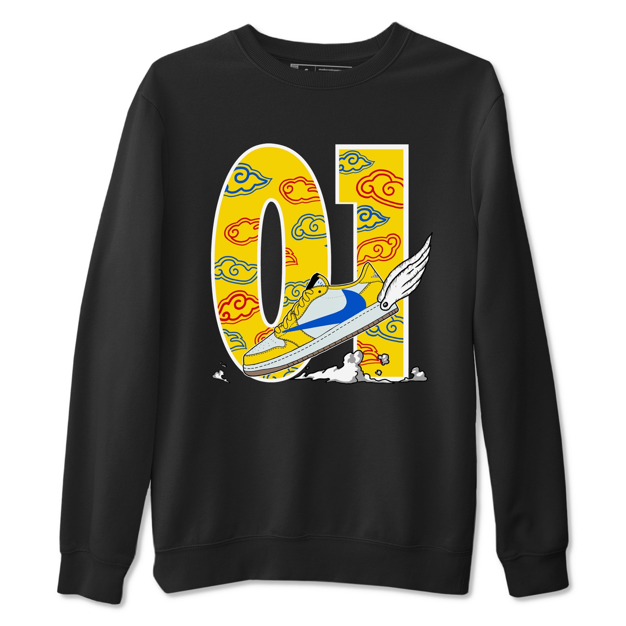 1s Travis Scott Canary shirt to match jordans Fly To The Clouds sneaker tees Air Jordan 1 Travis Scott Canary Drip Gear Zone unisex cotton Black 2 crew neck shirt