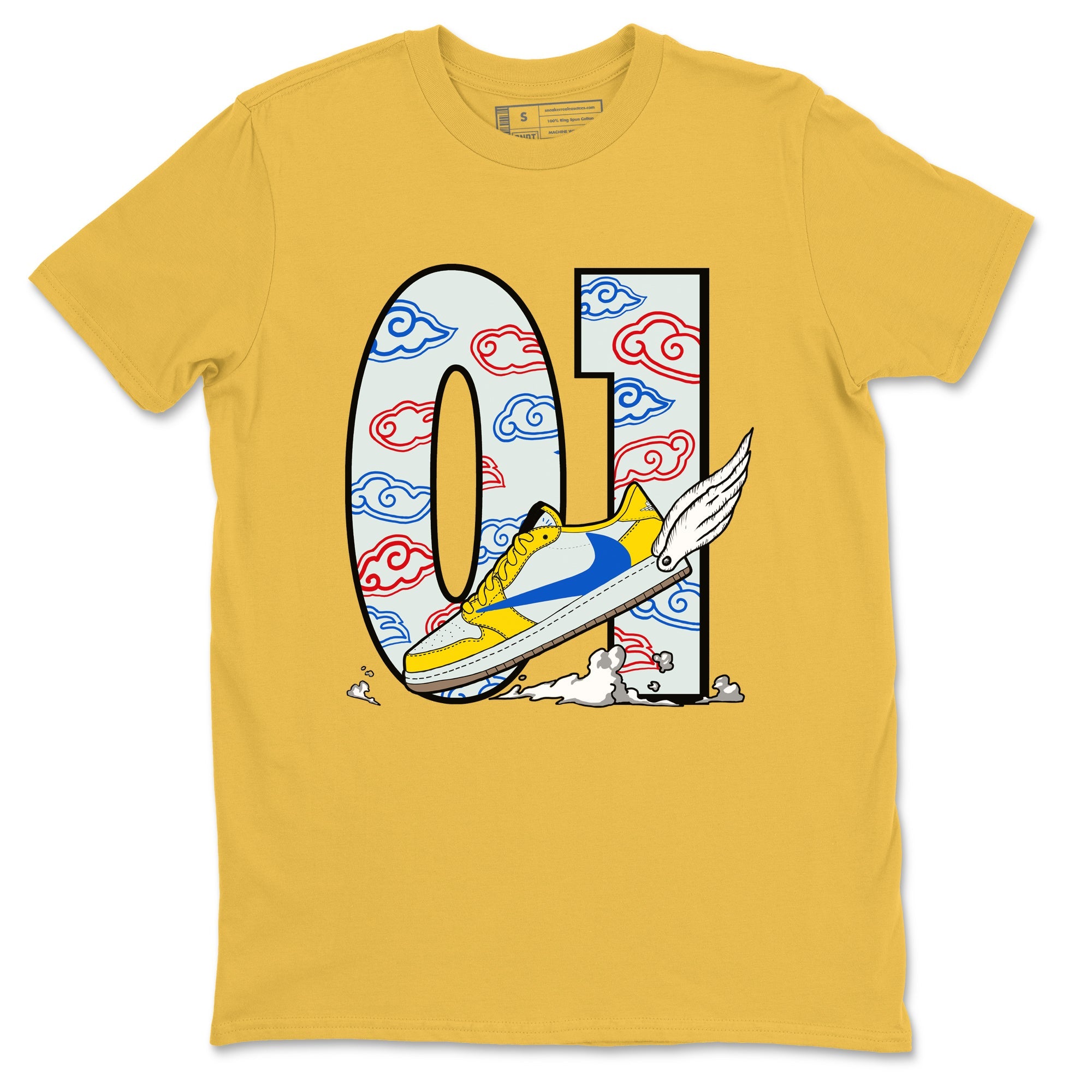 1s Travis Scott Canary shirt to match jordans Fly To The Clouds sneaker tees Air Jordan 1 Travis Scott Canary Drip Gear Zone unisex cotton Daisy 2 crew neck shirt
