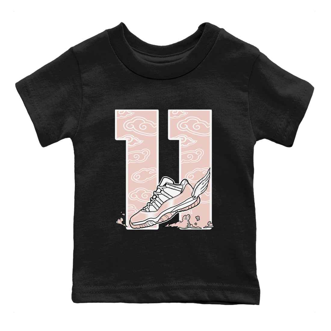 11s Legend Pink shirts to match jordans Fly To The Clouds sneaker match tees Air Jordan 11 Legend Pink Drip Gear Zone streetwear brand Baby and Youth Black 2 cotton tee