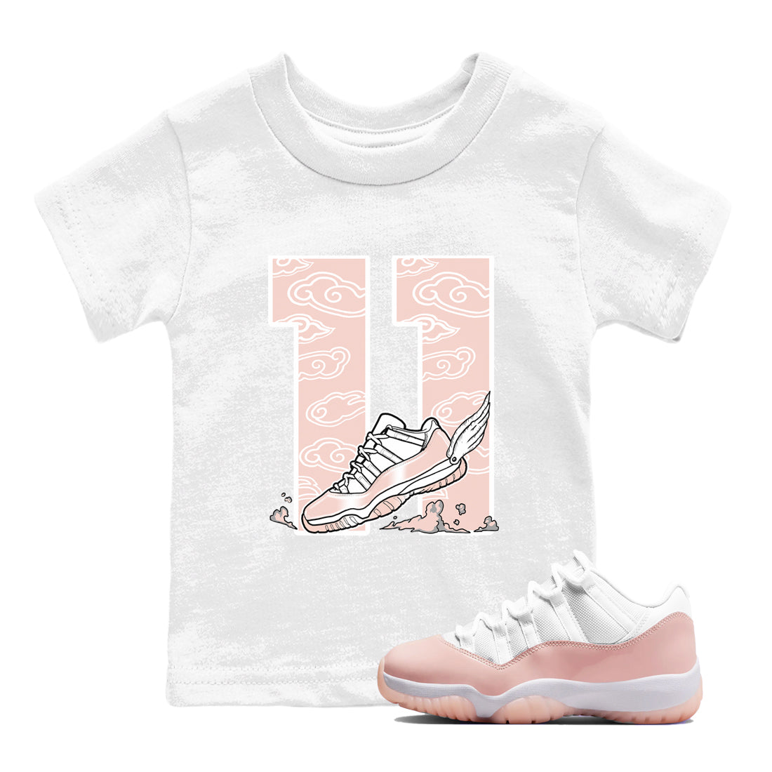 11s Legend Pink shirts to match jordans Fly To The Clouds sneaker match tees Air Jordan 11 Legend Pink Drip Gear Zone streetwear brand Baby and Youth White 1 cotton tee