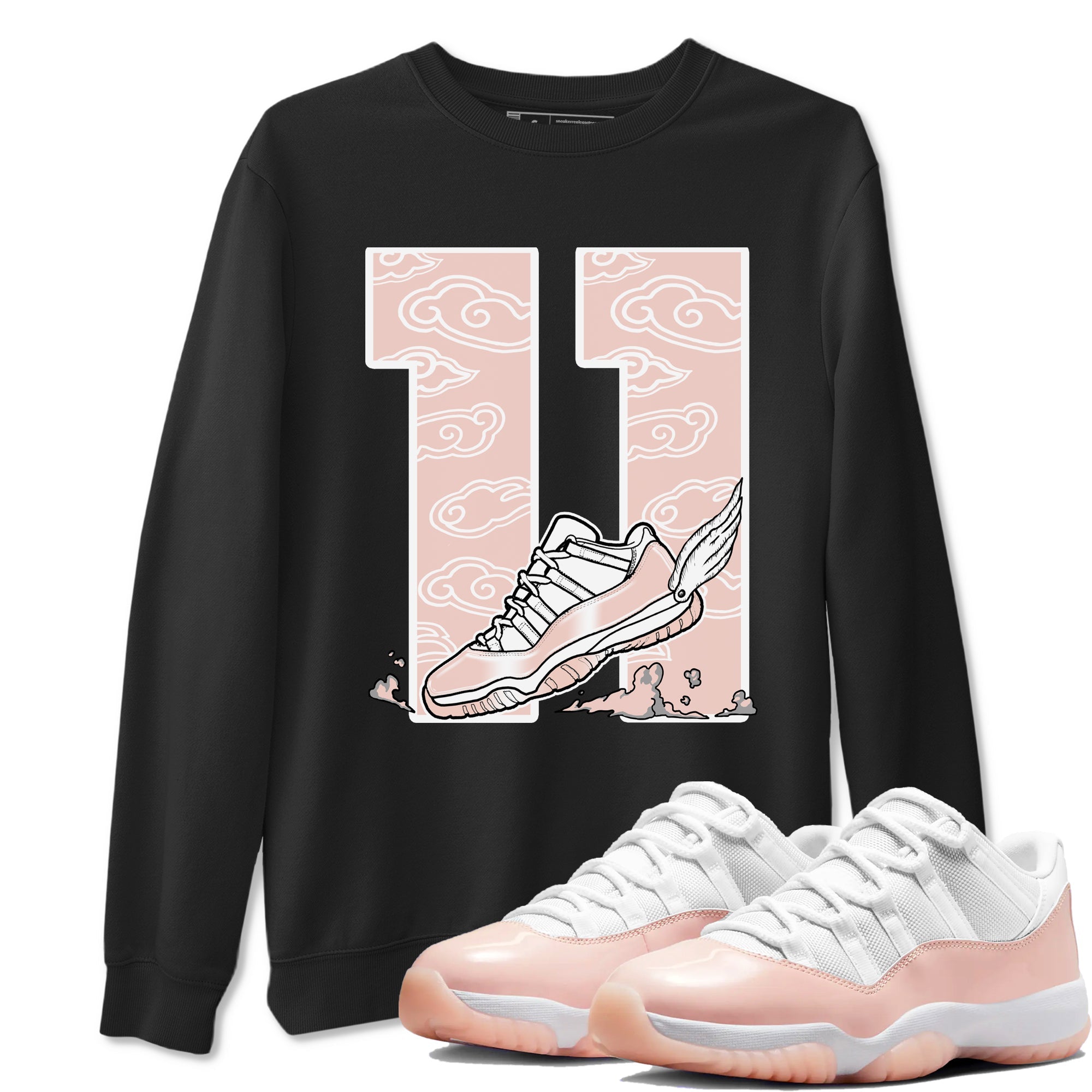 11s Legend Pink shirts to match jordans Fly To The Clouds sneaker match tees Air Jordan 11 Legend Pink Drip Gear Zone streetwear brand Black 1 unisex cotton tee
