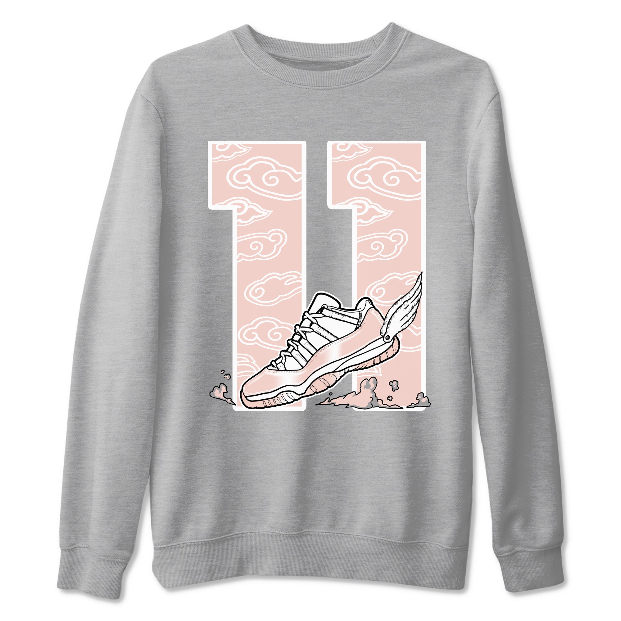 11s Legend Pink shirts to match jordans Fly To The Clouds sneaker match tees Air Jordan 11 Legend Pink Drip Gear Zone streetwear brand Heather Grey 2 unisex cotton tee