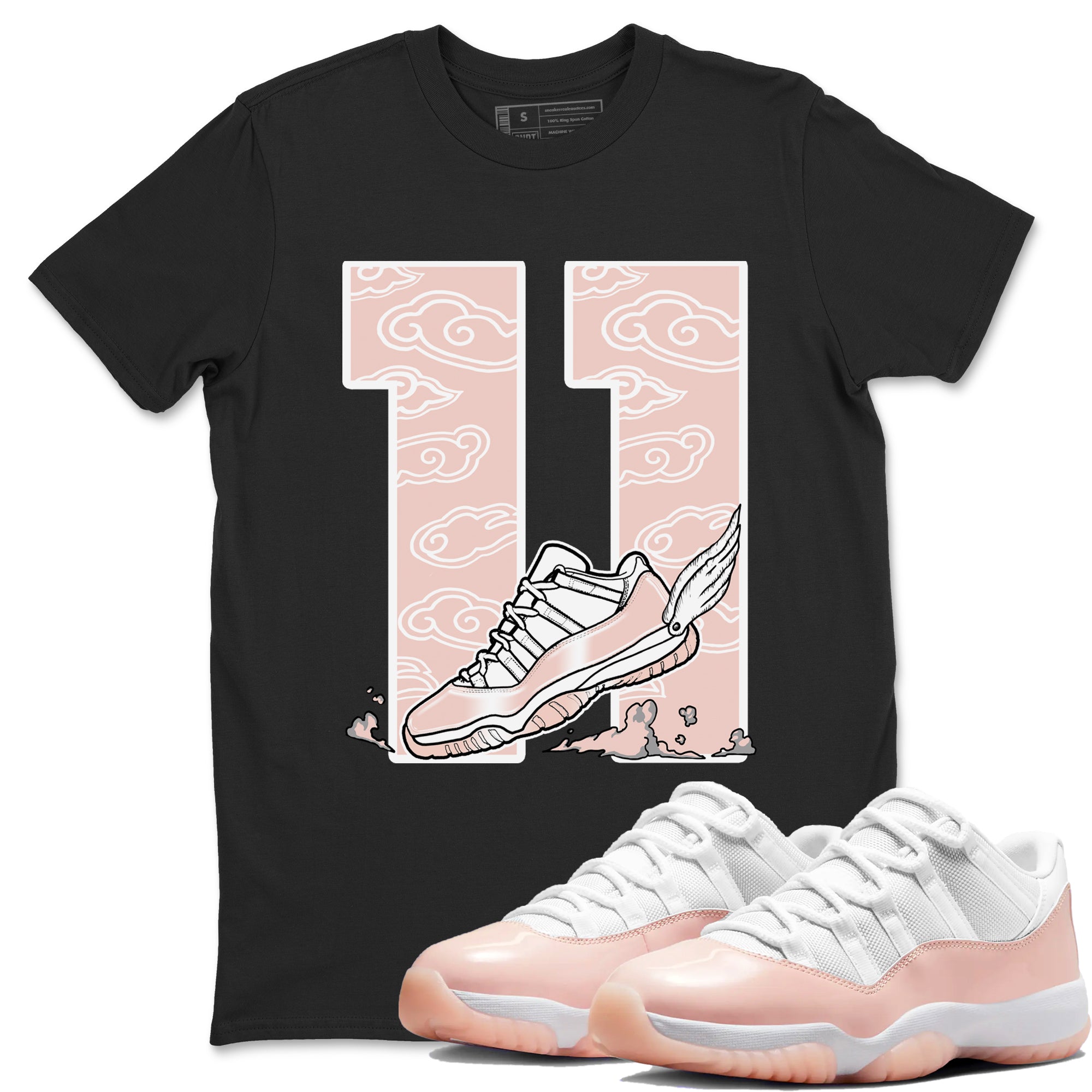 11s Legend Pink shirts to match jordans Fly To The Clouds sneaker match tees Air Jordan 11 Legend Pink Drip Gear Zone streetwear brand Black 1 unisex cotton tee