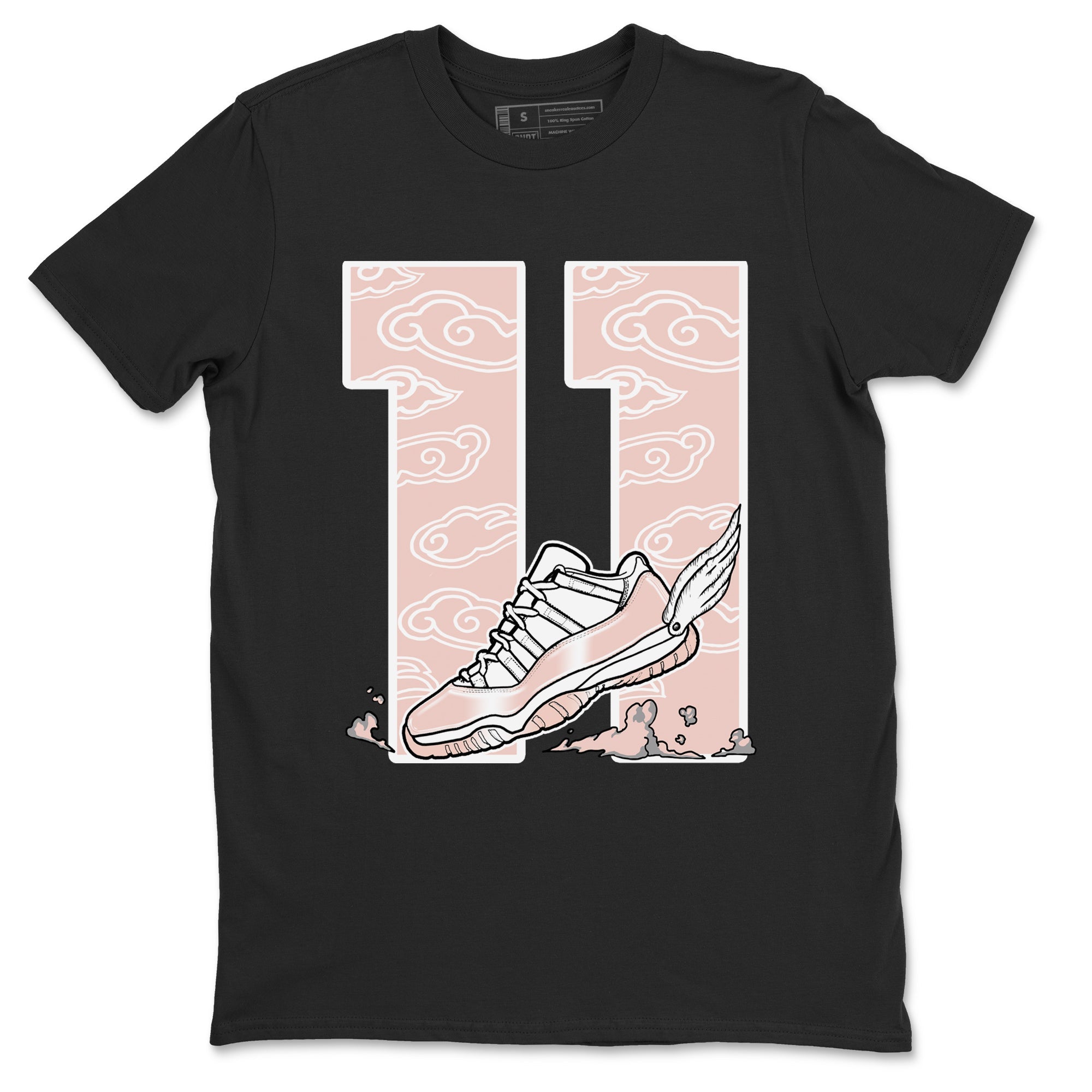11s Legend Pink shirts to match jordans Fly To The Clouds sneaker match tees Air Jordan 11 Legend Pink Drip Gear Zone streetwear brand Black 2 unisex cotton tee