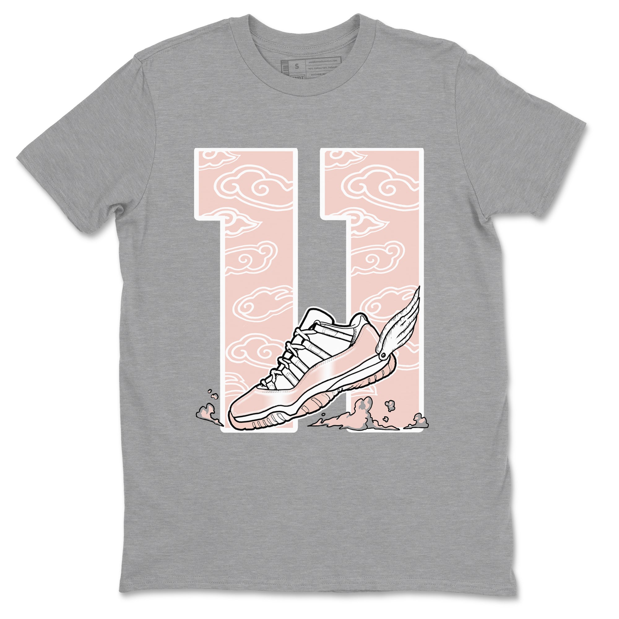 11s Legend Pink shirts to match jordans Fly To The Clouds sneaker match tees Air Jordan 11 Legend Pink Drip Gear Zone streetwear brand Heather Grey 2 unisex cotton tee