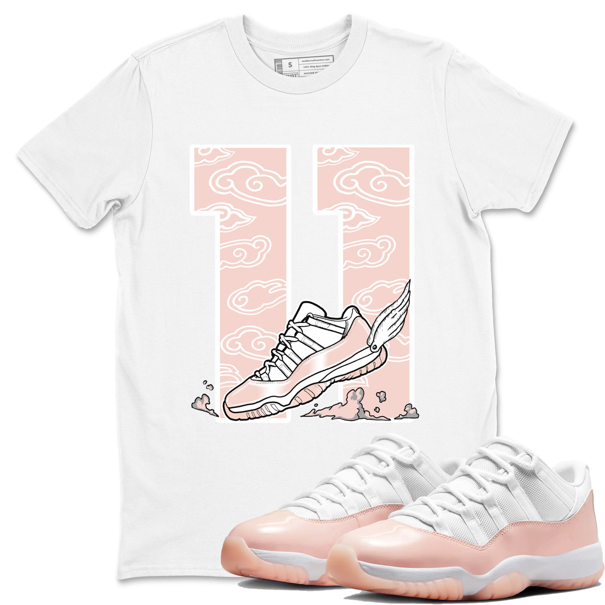 11s Legend Pink shirts to match jordans Fly To The Clouds sneaker match tees Air Jordan 11 Legend Pink Drip Gear Zone streetwear brand White 1 unisex cotton tee