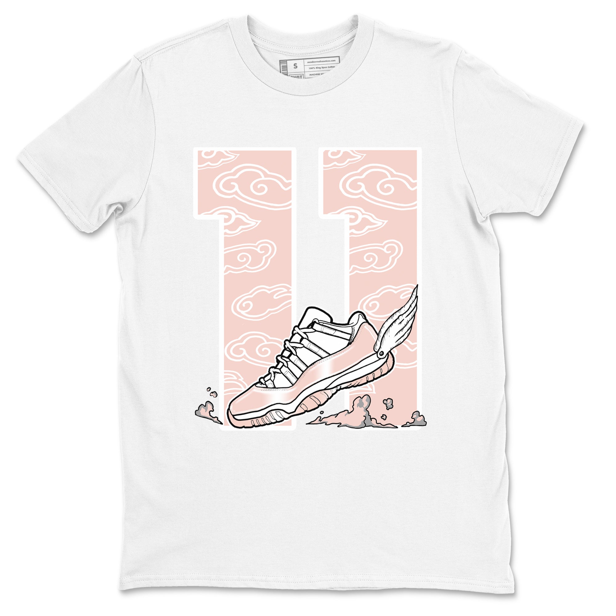 11s Legend Pink shirts to match jordans Fly To The Clouds sneaker match tees Air Jordan 11 Legend Pink Drip Gear Zone streetwear brand White 2 unisex cotton tee