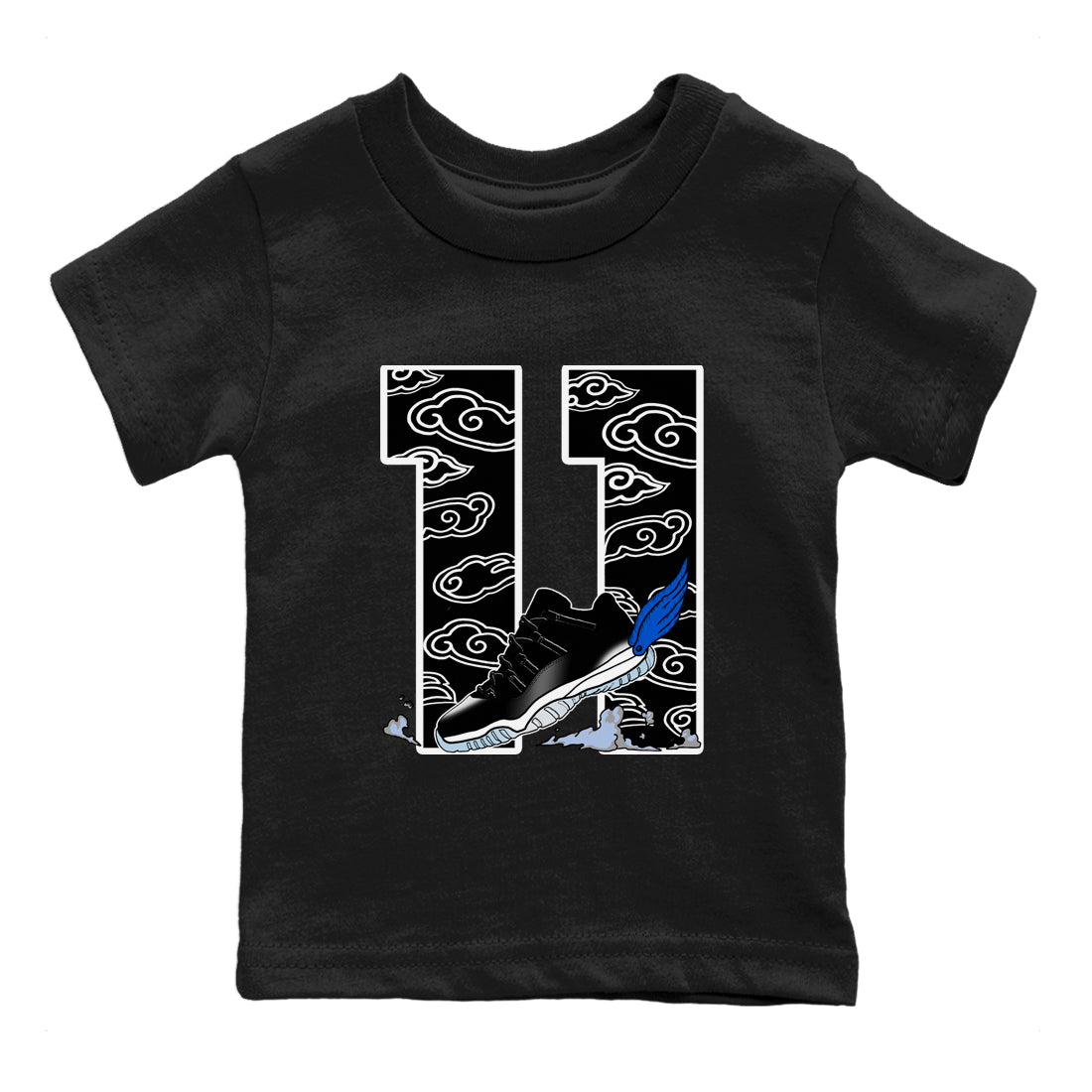 11s Low Space shirt to match jordans Fly To The Clouds sneaker tees Air Jordan 11 Low Space Drip Gear Zone baby toddler Black 2 cotton Shirt