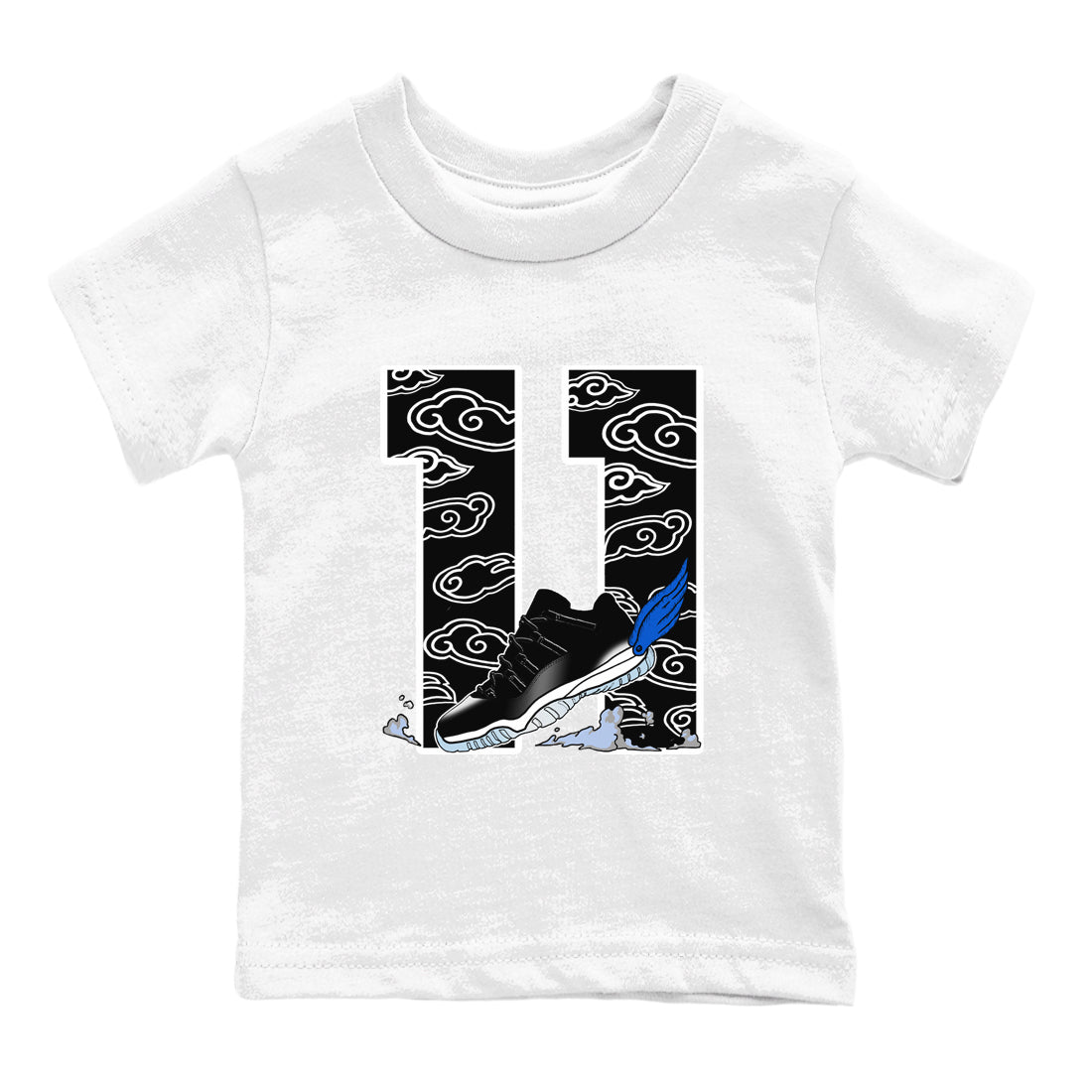 11s Low Space shirt to match jordans Fly To The Clouds sneaker tees Air Jordan 11 Low Space Drip Gear Zone baby toddler White 2 cotton Shirt