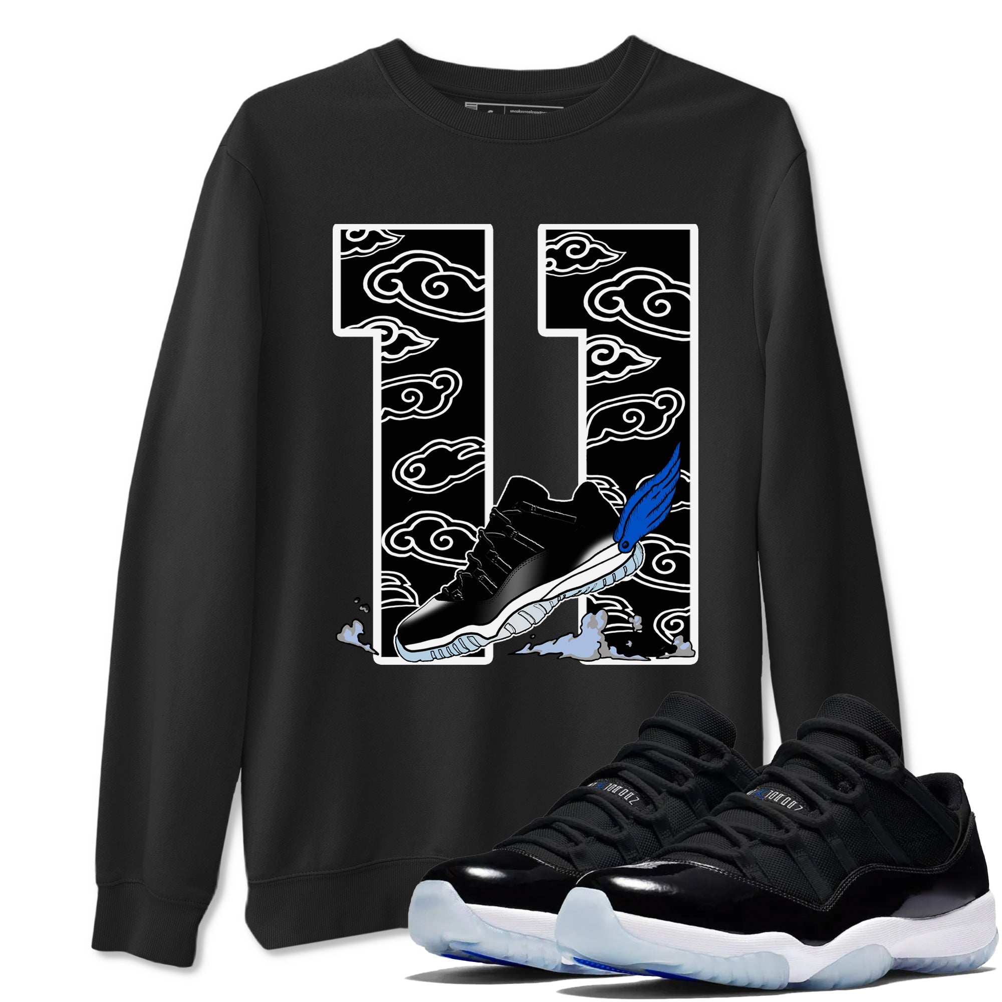 11s Low Space shirt to match jordans Fly To The Clouds sneaker tees Air Jordan 11 Low Space Drip Gear Zone unisex cotton Black 1 crew neck shirt